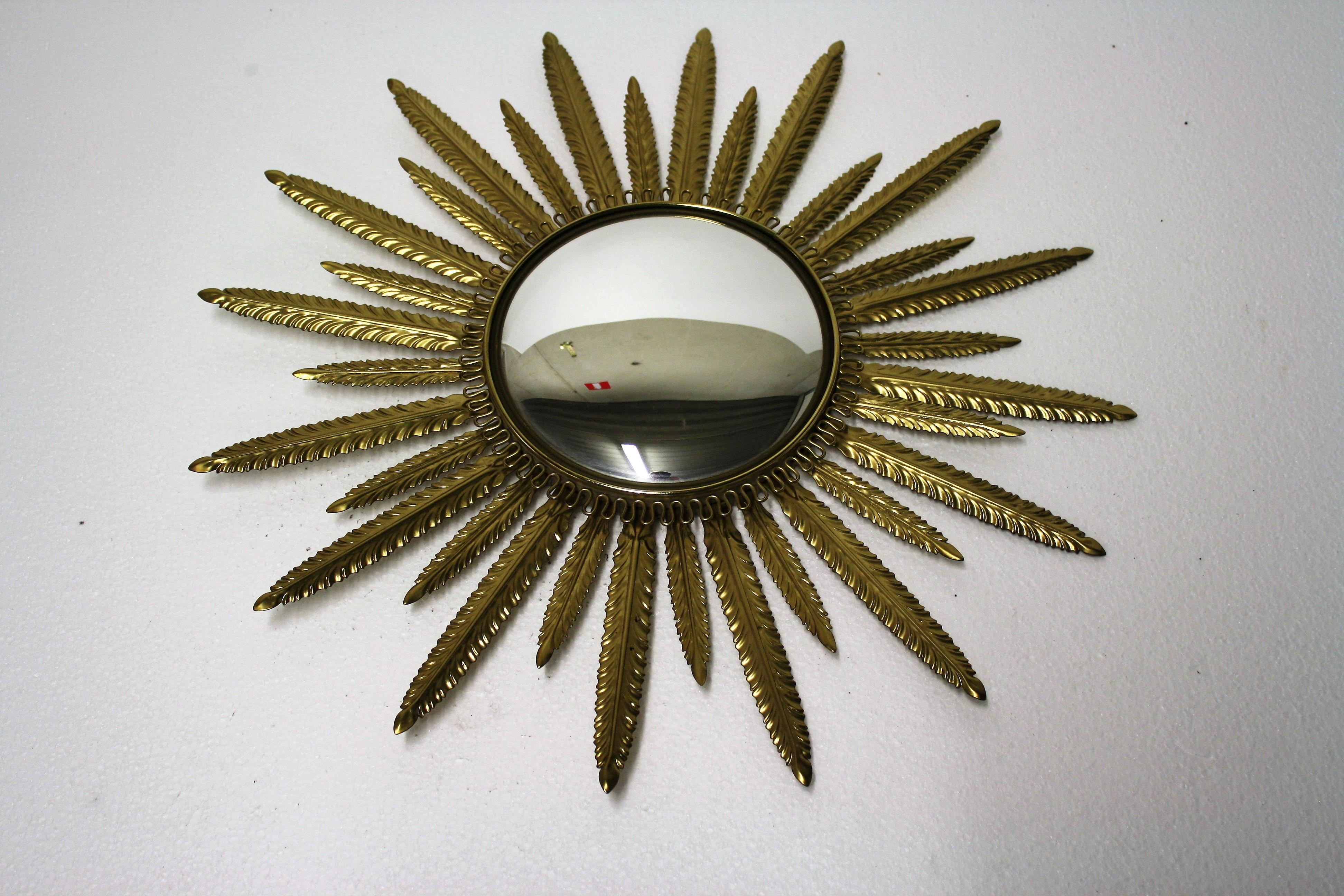 Hollywood Regency Vintage Brass Sunburst Mirror 1960s, France