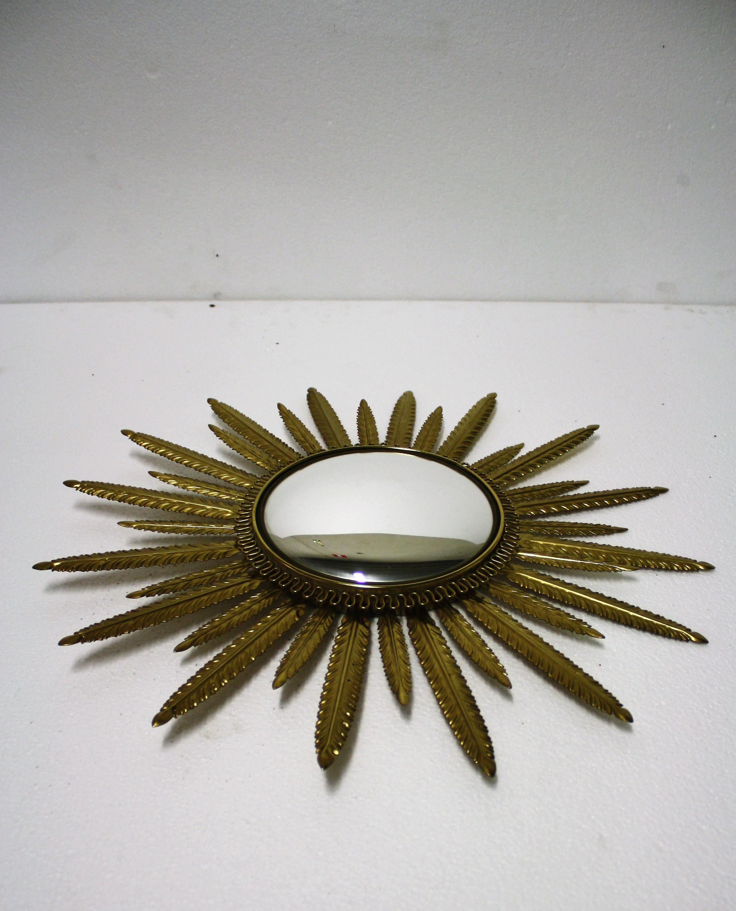 French Vintage Brass Sunburst Mirror 1960s, France