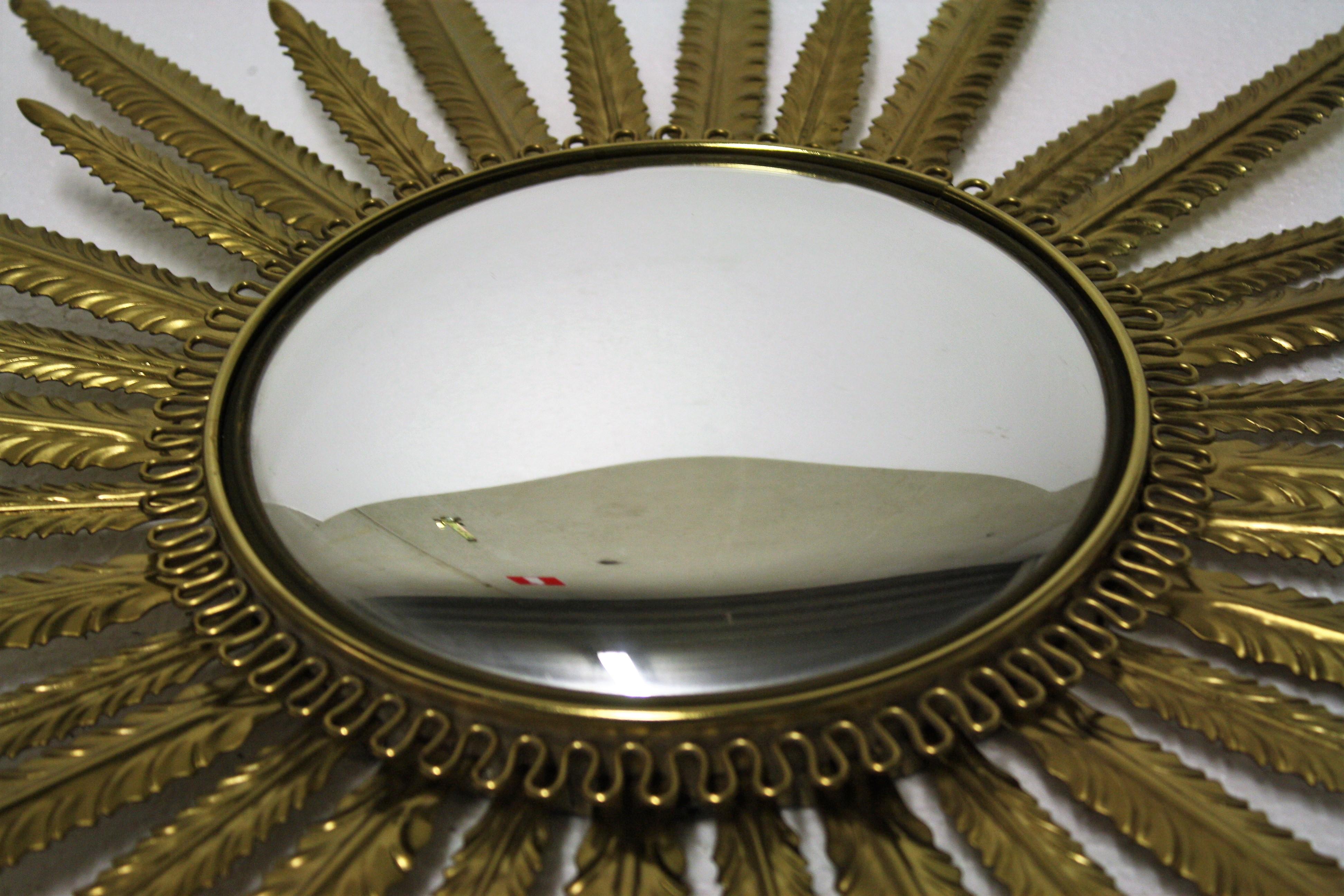 Vintage Brass Sunburst Mirror 1960s, France 1