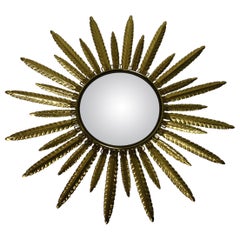 Vintage Brass Sunburst Mirror 1960s, France