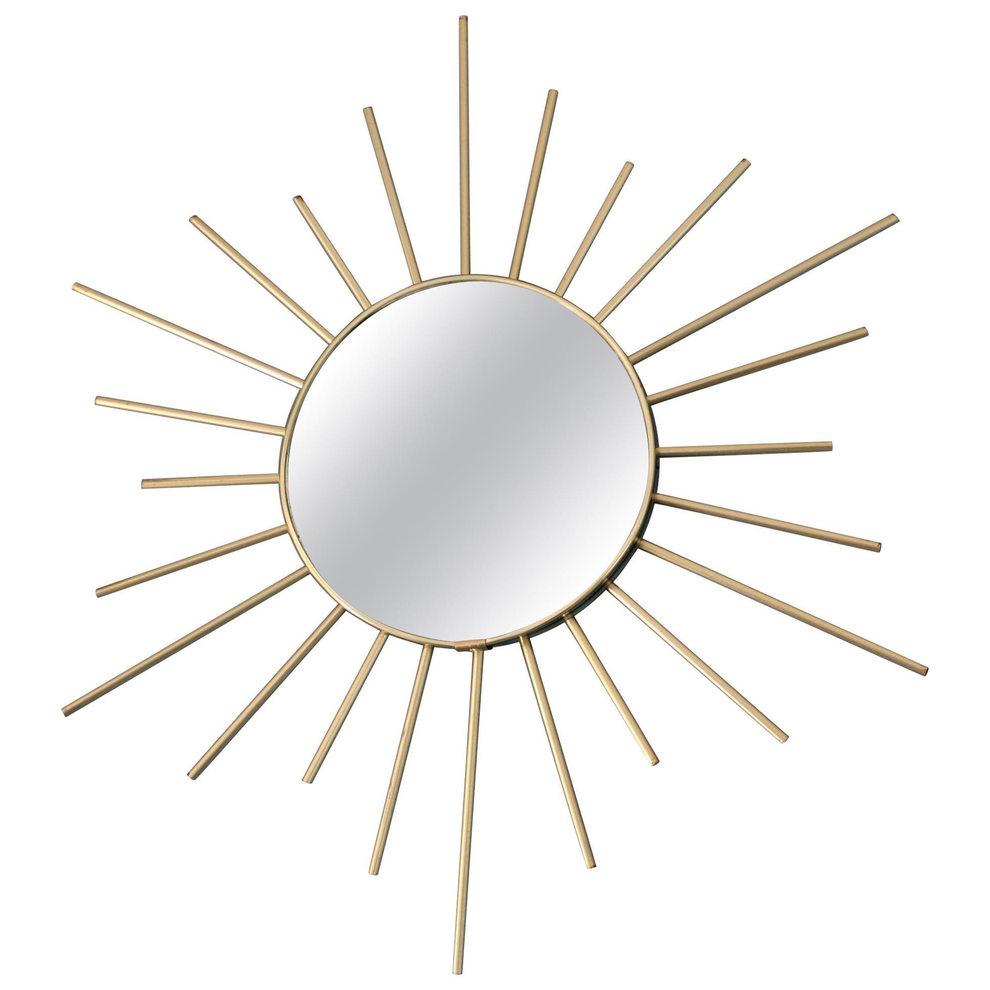Vintage Brass Sunburst Mirror, 1960s, France