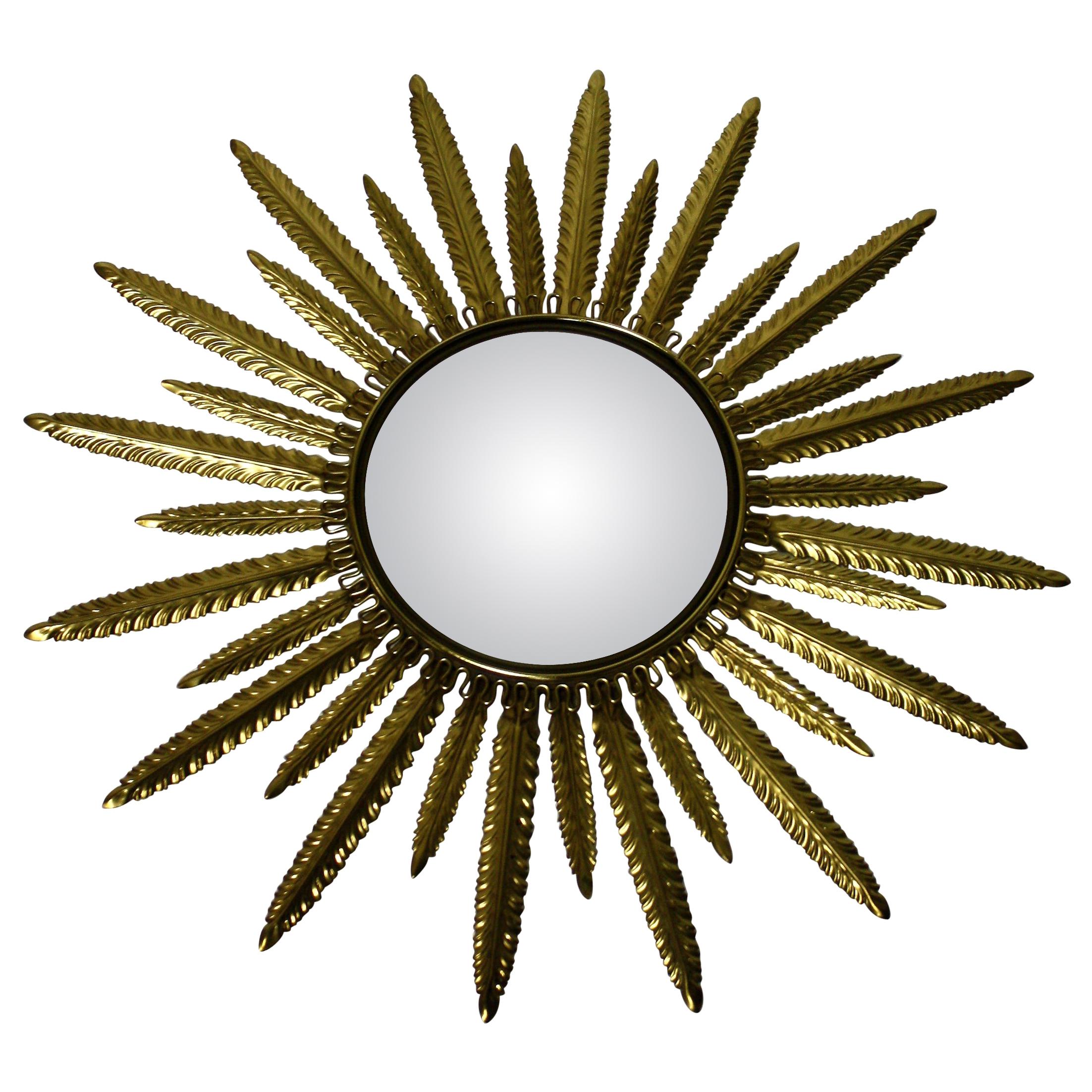 Vintage Brass Sunburst Mirror 1960s, France