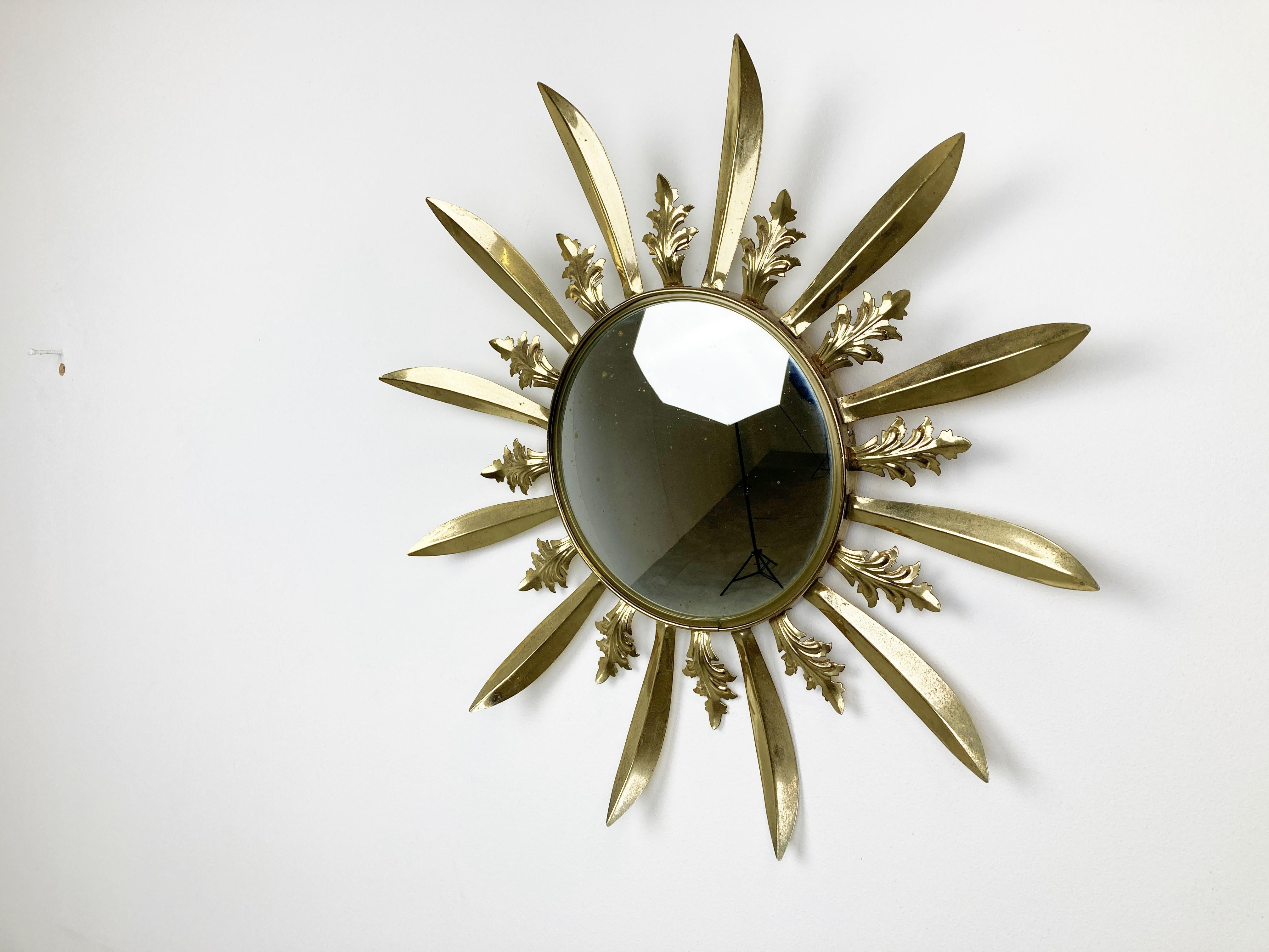 Vintage Brass Sunburst Mirror, 1970s For Sale 4