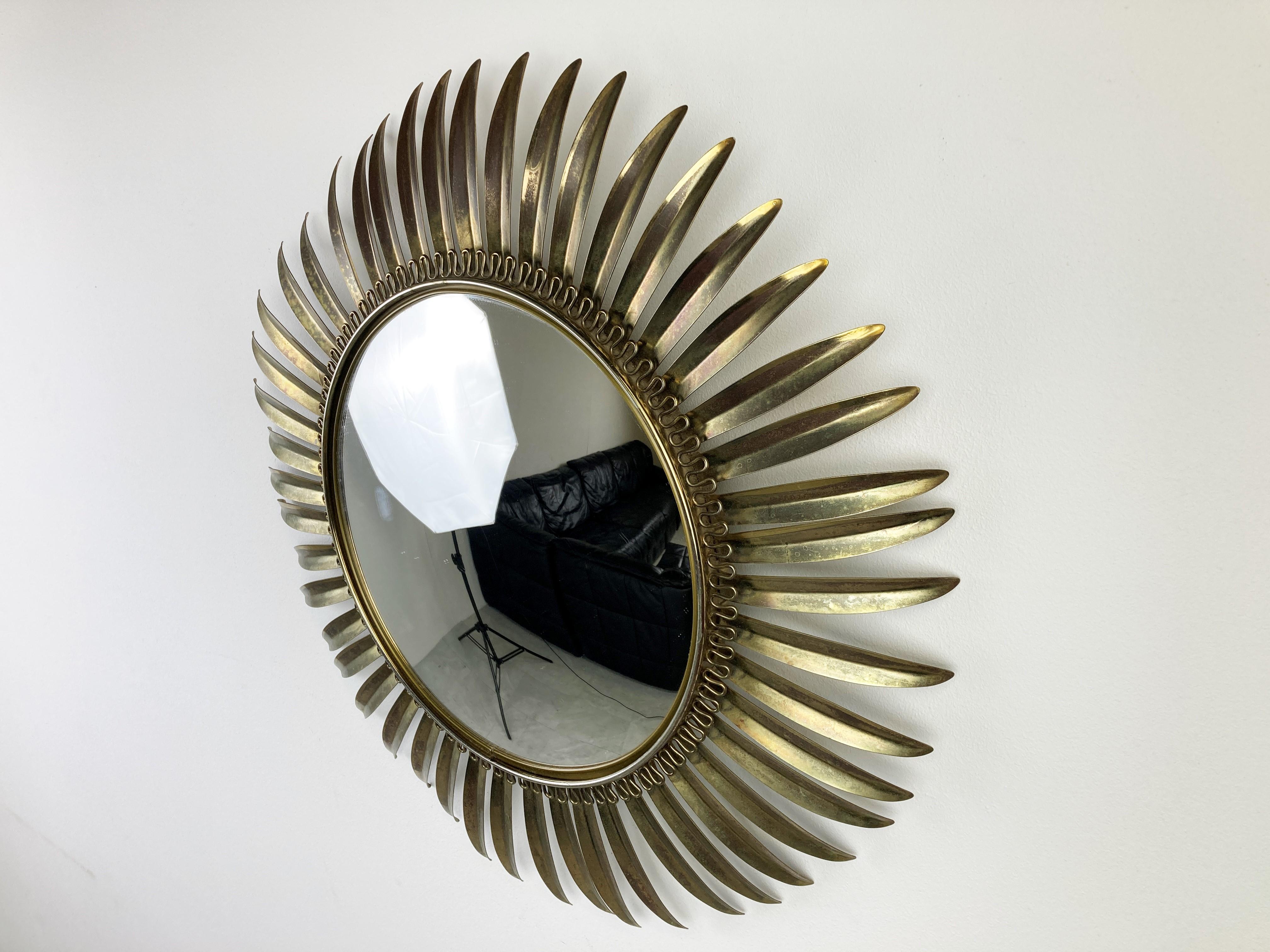 Vintage Brass Sunburst Mirror 1970s 4