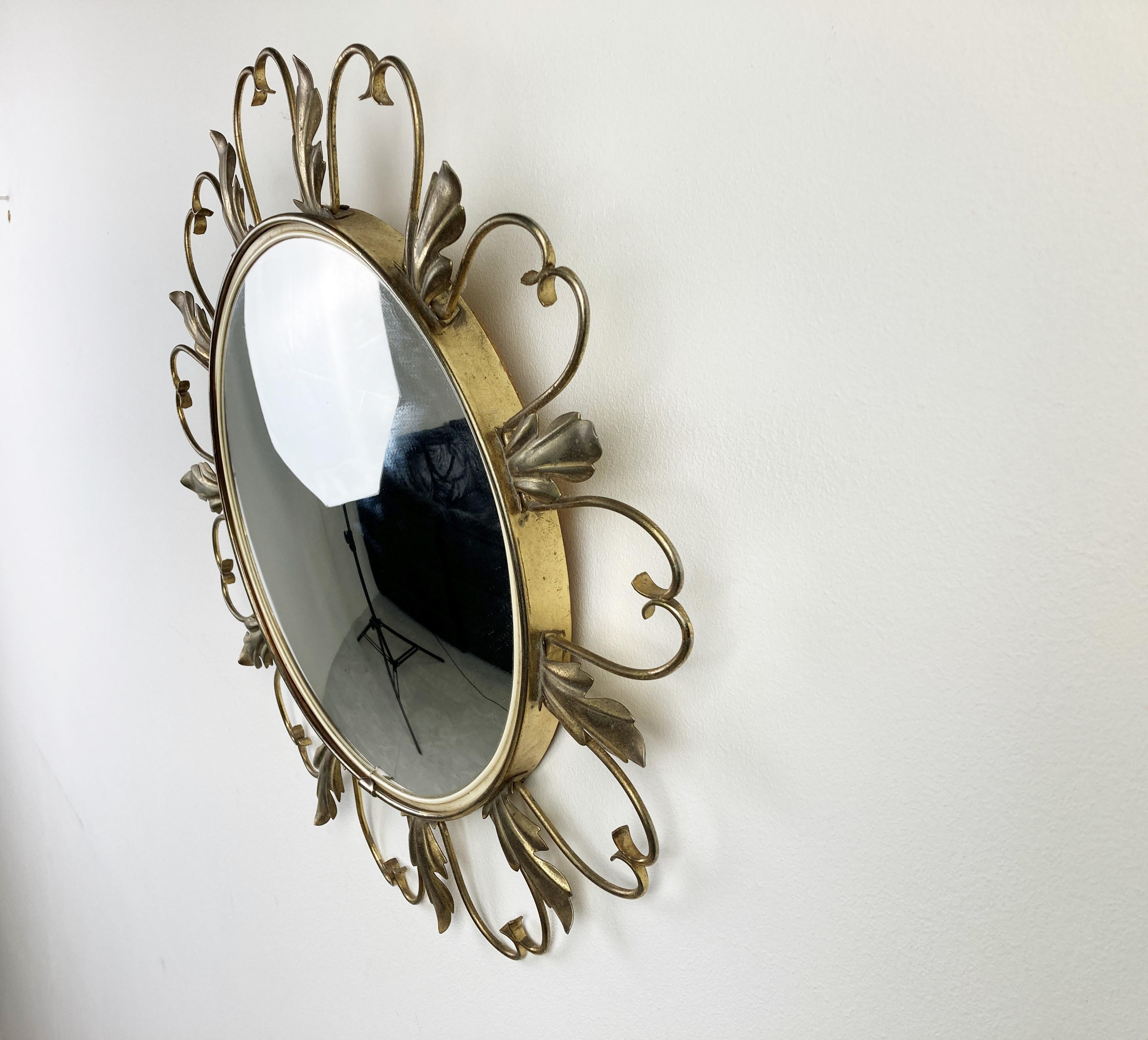 Vintage Brass Sunburst Mirror For Sale 4