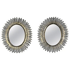 Vintage Brass Sunburst Mirrors, Mid-Century Modern, Italy, 1960s