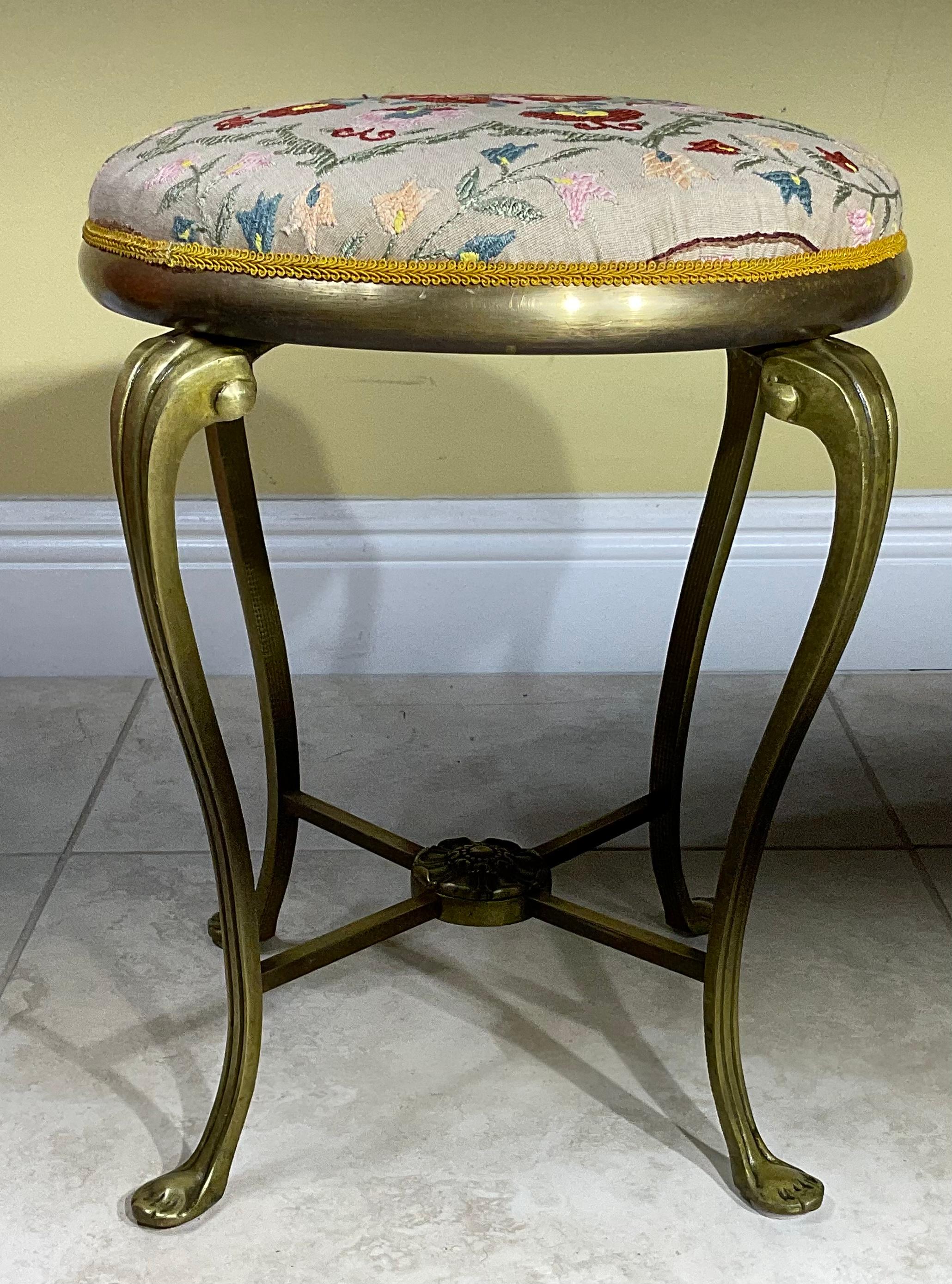 20th Century Vintage Brass Suzani Foot Stool For Sale