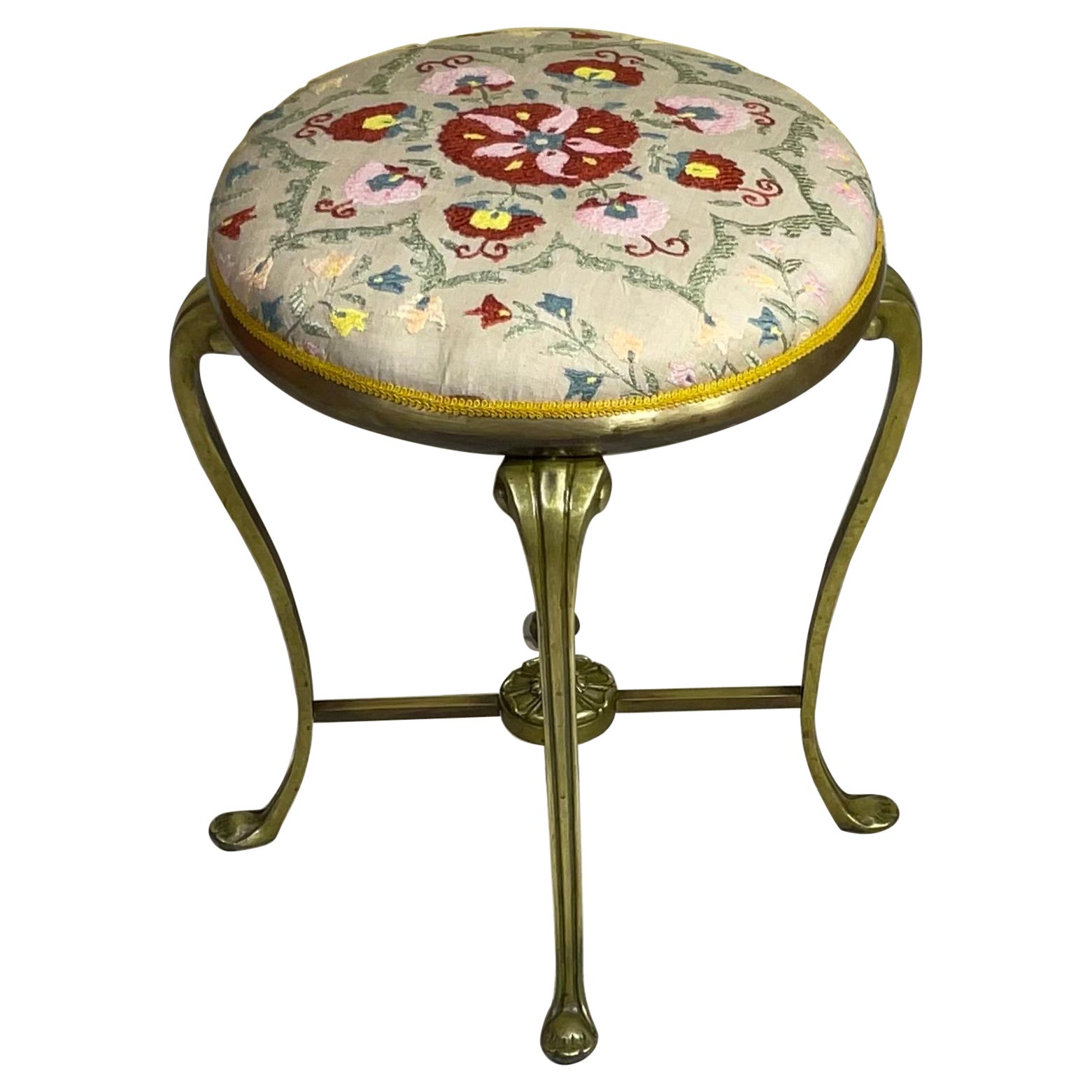Vintage Brass Suzani Foot Stool