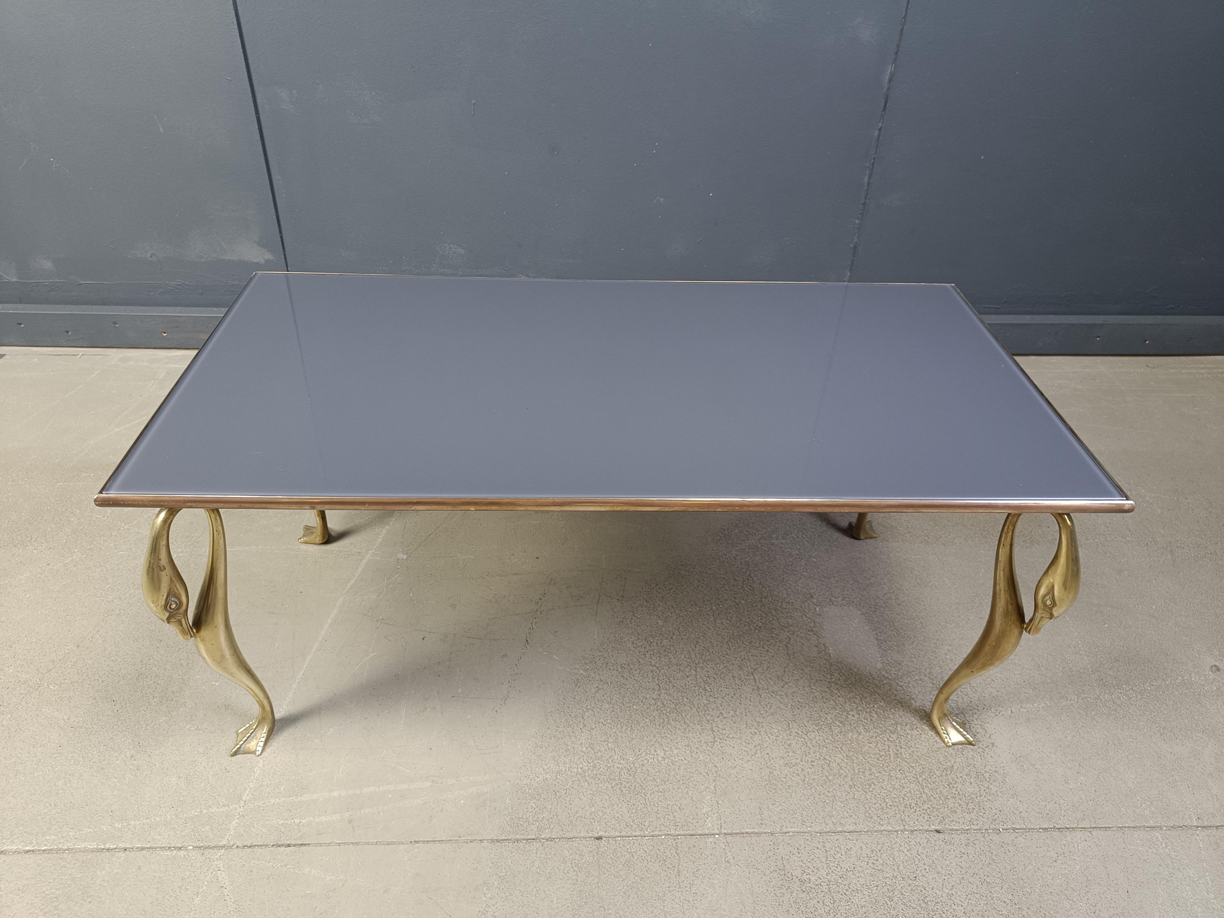 Vintage brass swan coffee table, 1970s For Sale 3