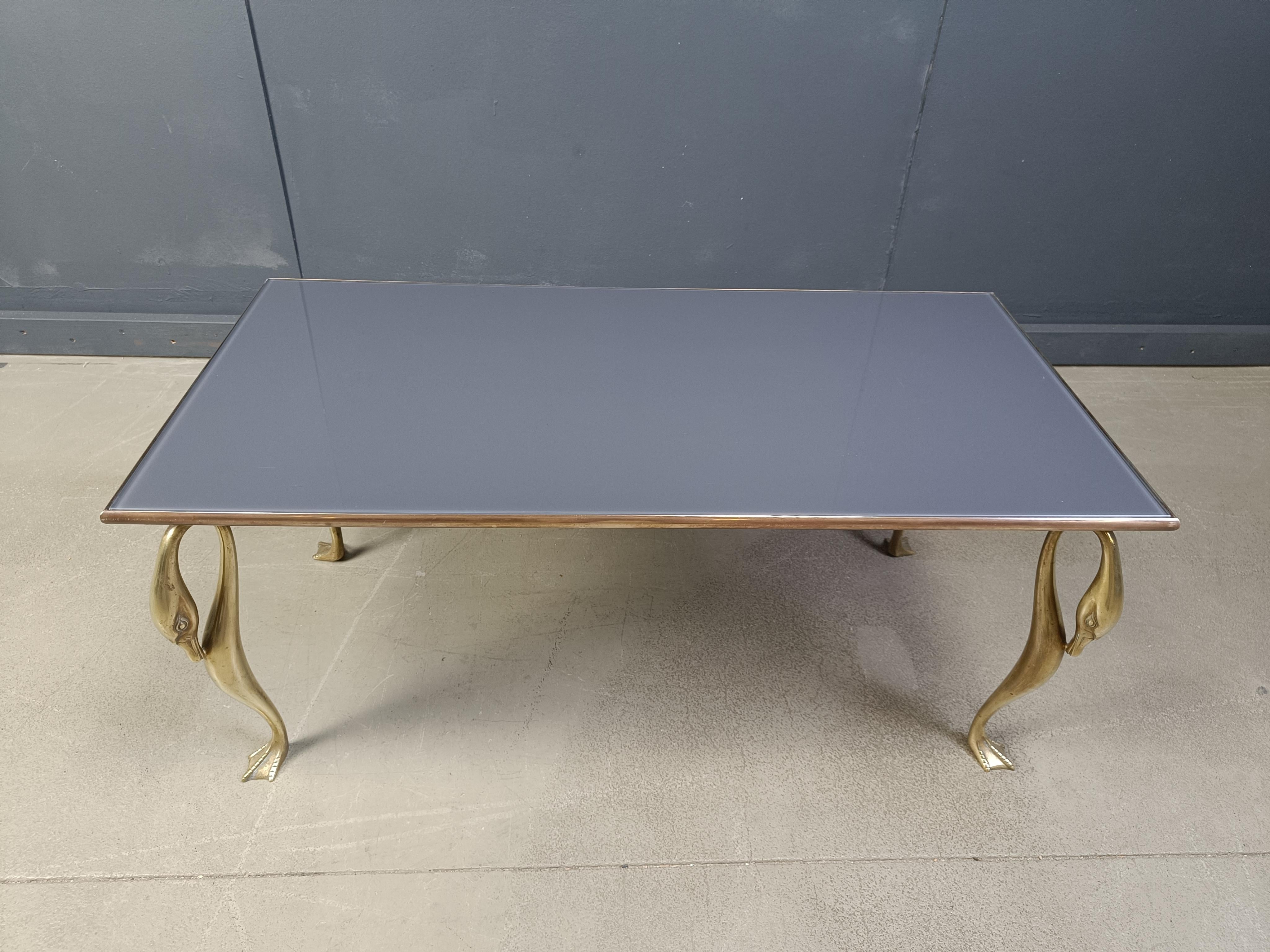 Vintage brass swan coffee table, 1970s For Sale 4