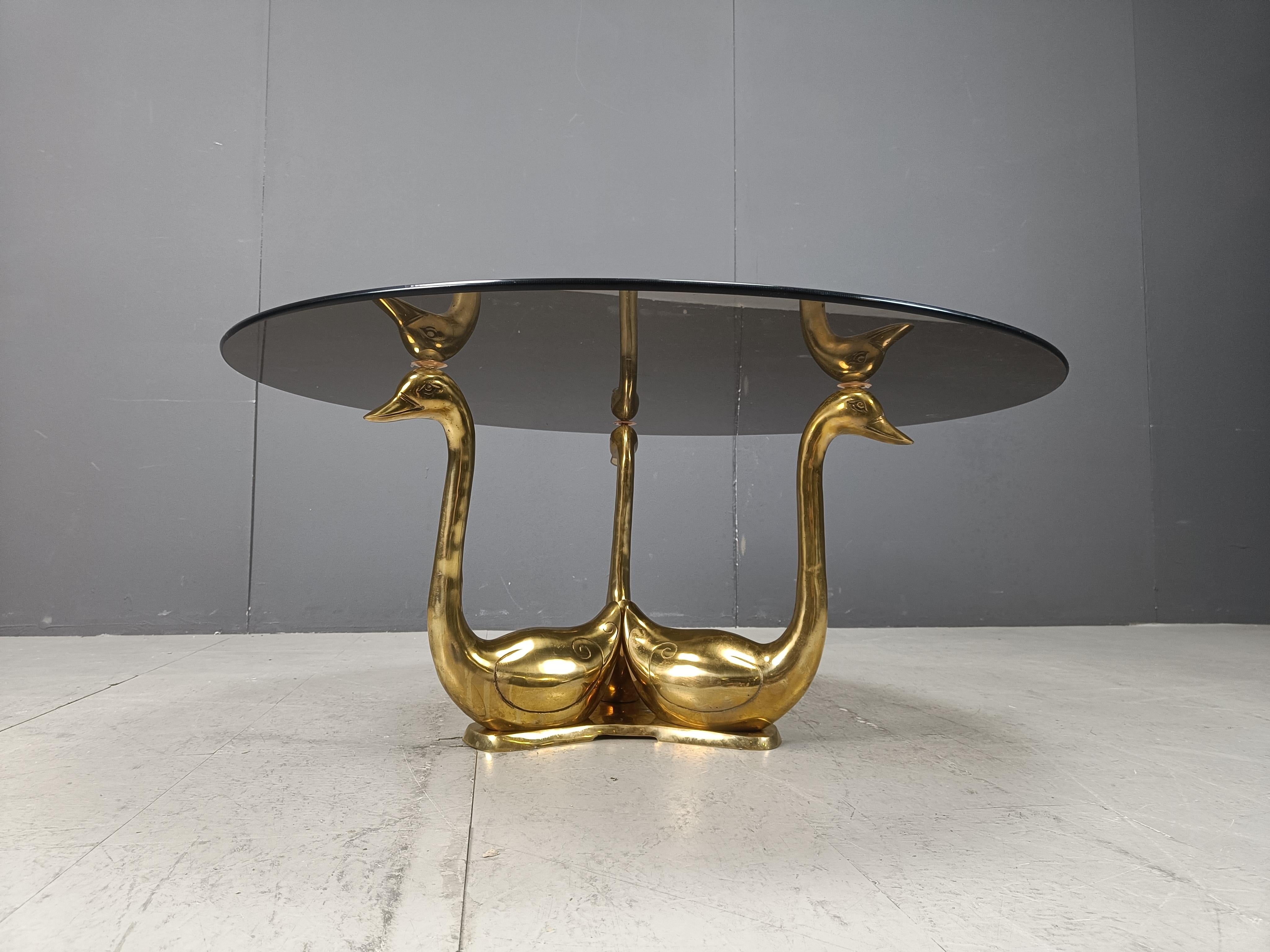 Late 20th Century Vintage brass swan coffee table, 1970s