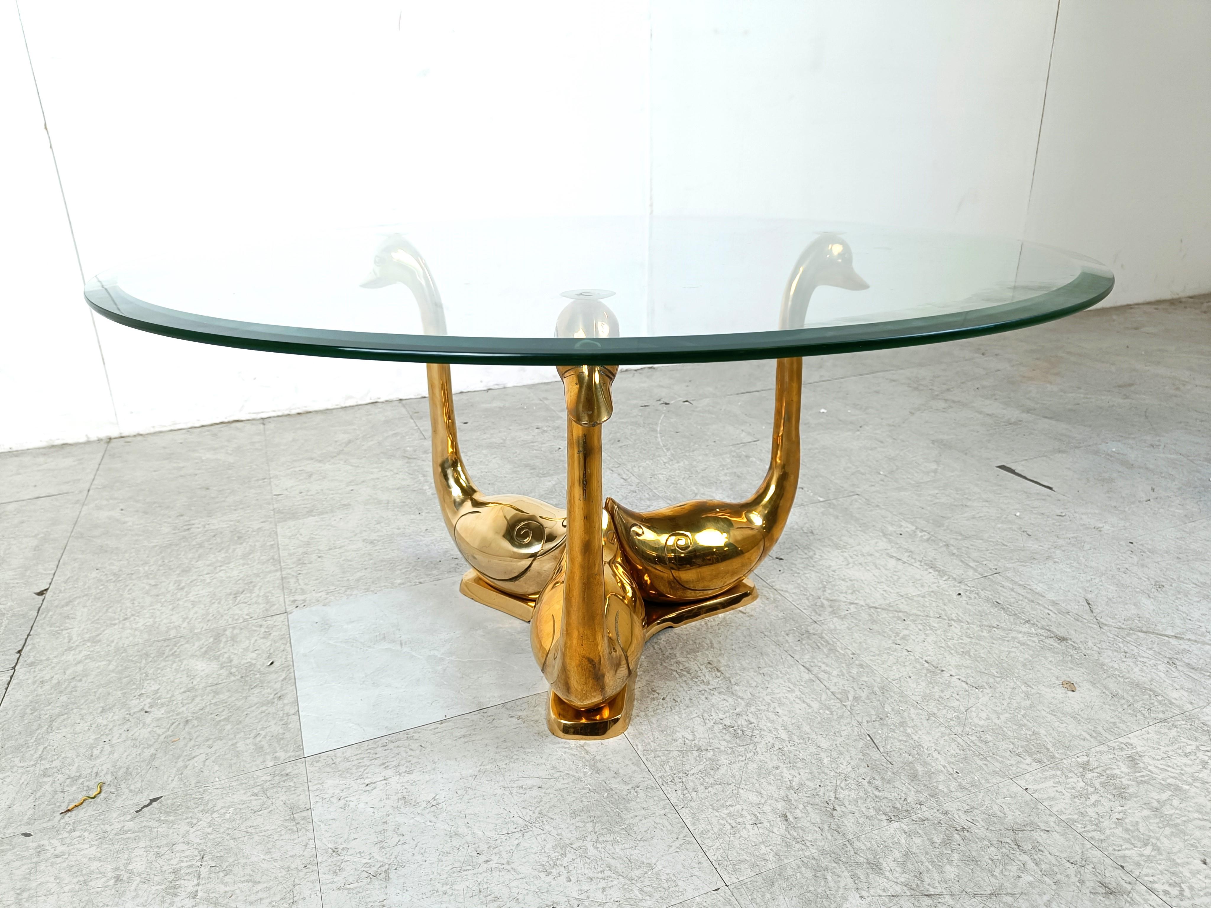 Late 20th Century Vintage brass swan coffee table, 1970s