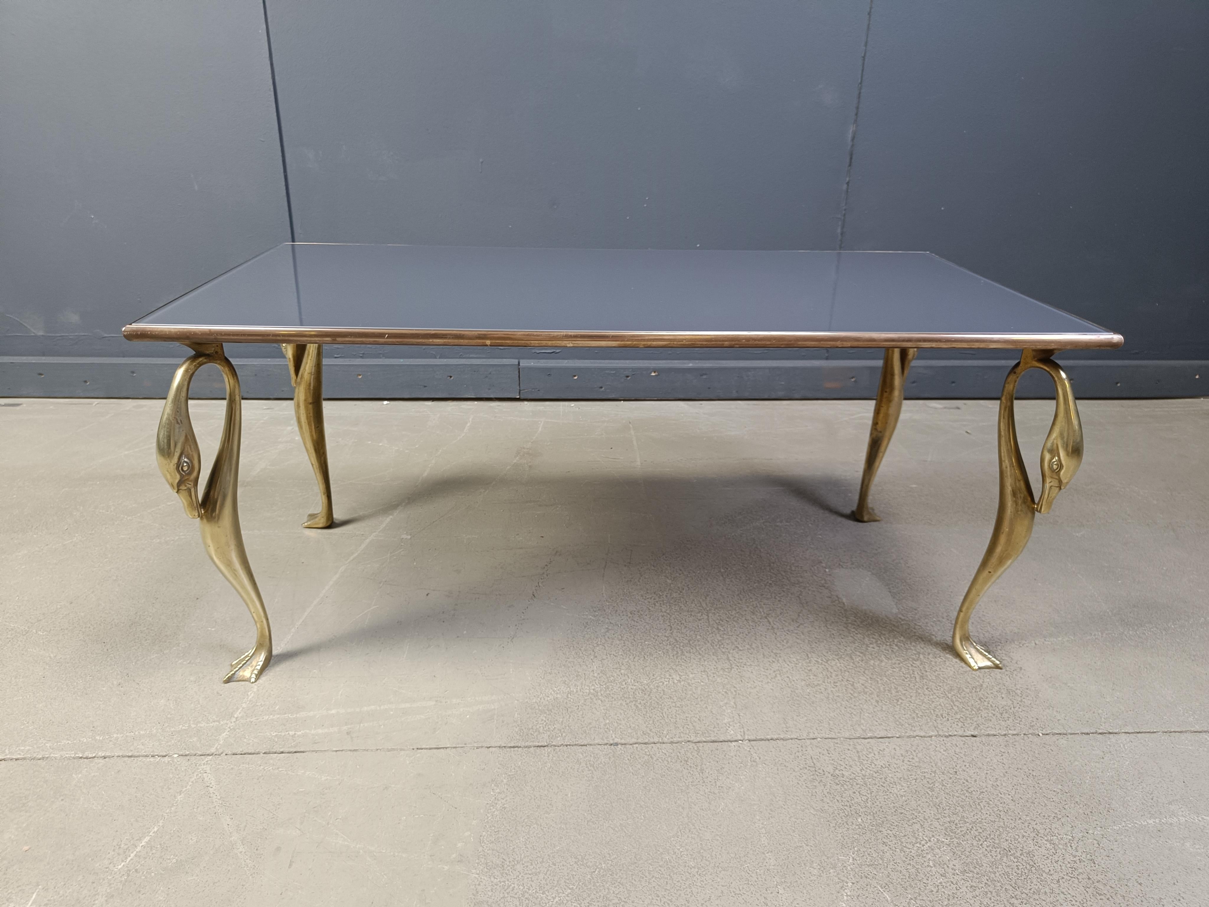 Vintage brass swan coffee table, 1970s For Sale 2