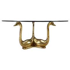 Vintage brass swan coffee table, 1970s