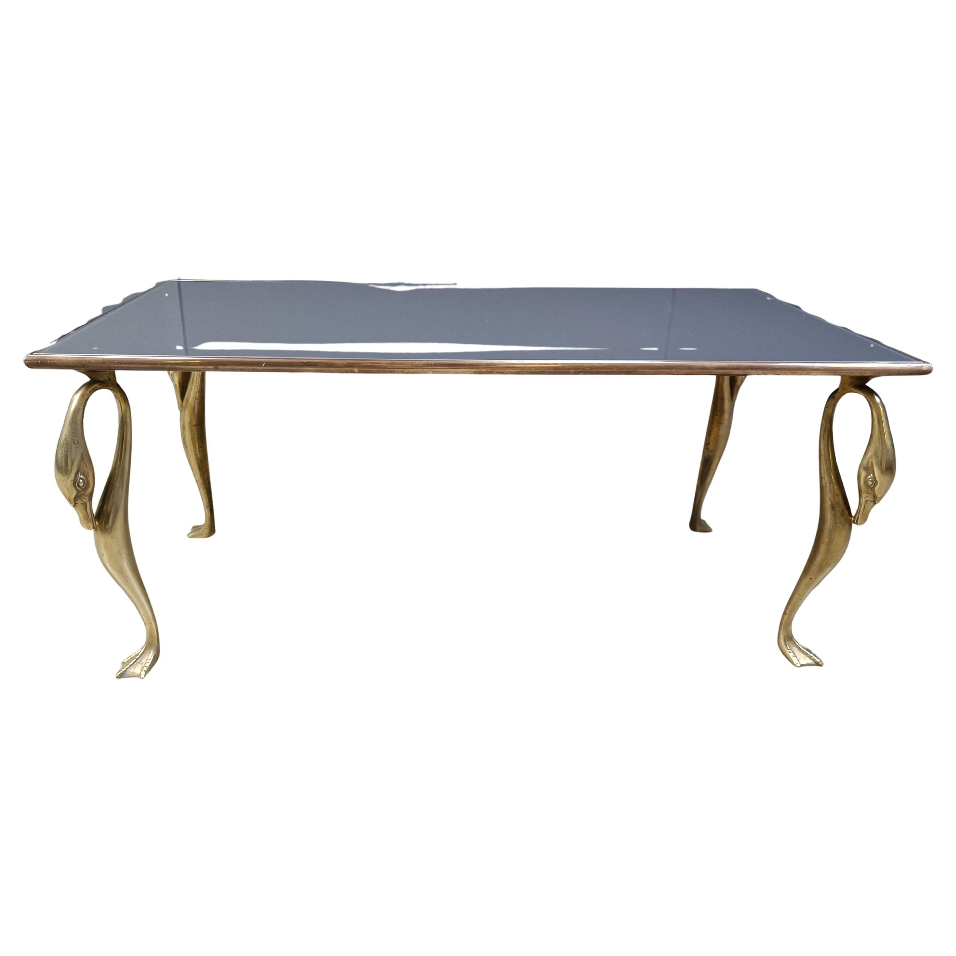 Table basse vintage en laiton en forme de Swan, 1970