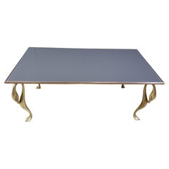 Vintage brass swan coffee table, 1970s