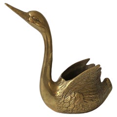 Retro Brass Swan Planter