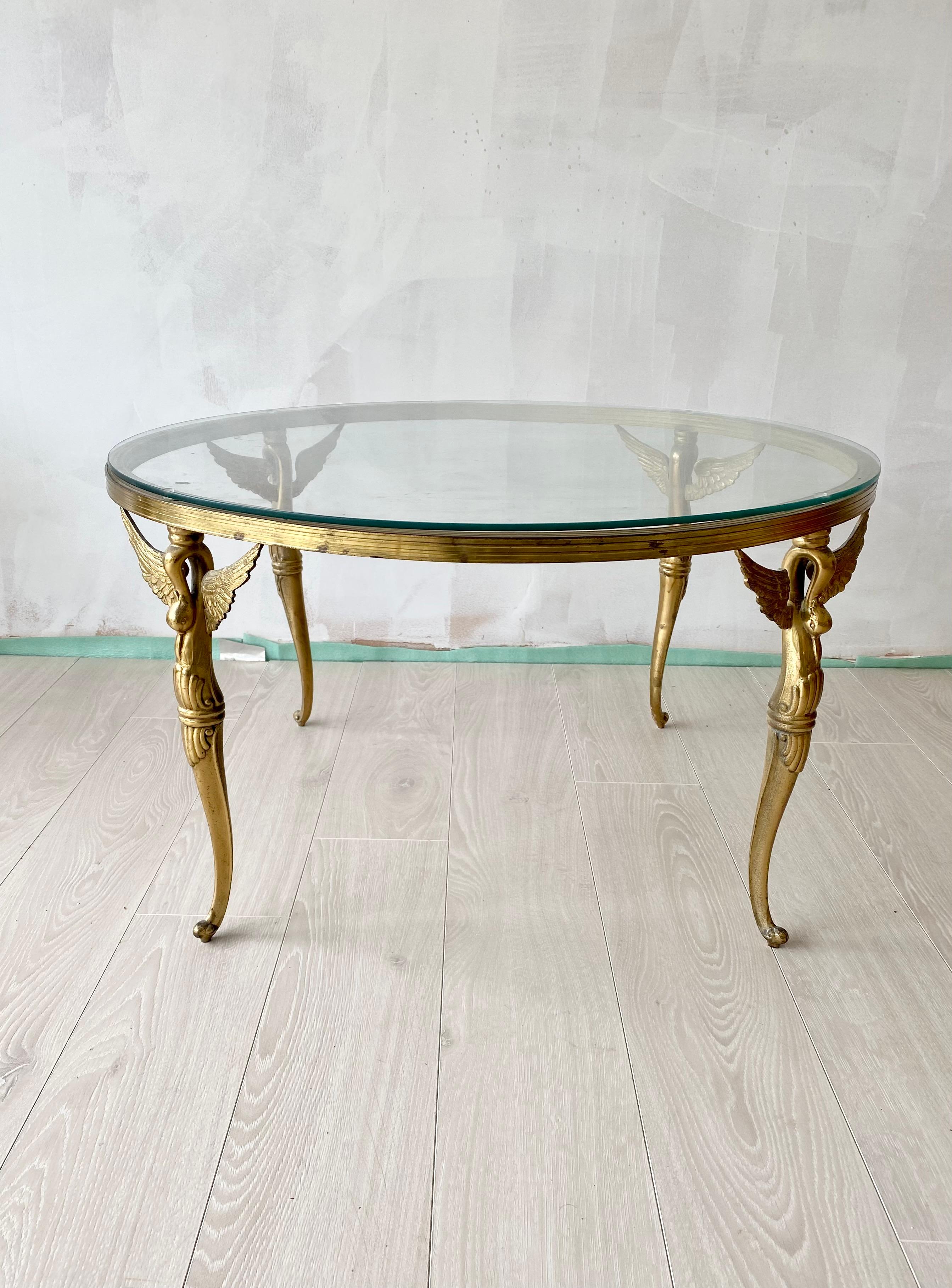 Vintage Brass Swan Round Coffee Table at 1stDibs | antique brass and ...