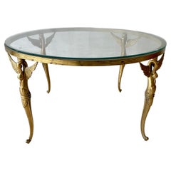 Vintage Brass Swan Round Coffee Table