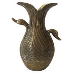 Vintage Brass Swan Vase