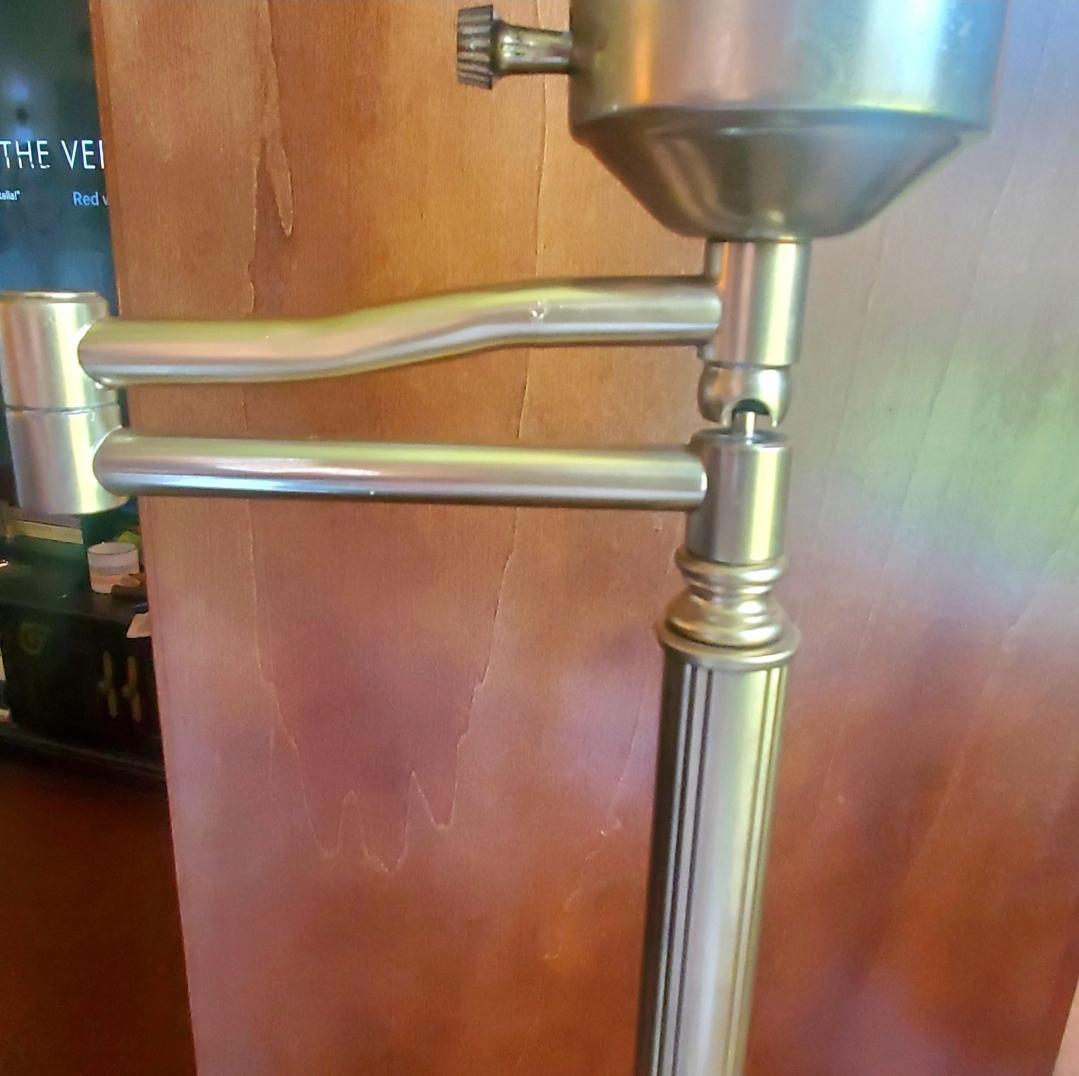American Vintage Brass Swing Arm Floor Lamp For Sale