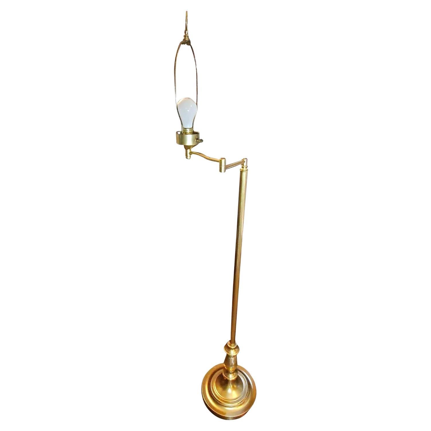 Vintage Brass Swing Arm Floor Lamp For Sale