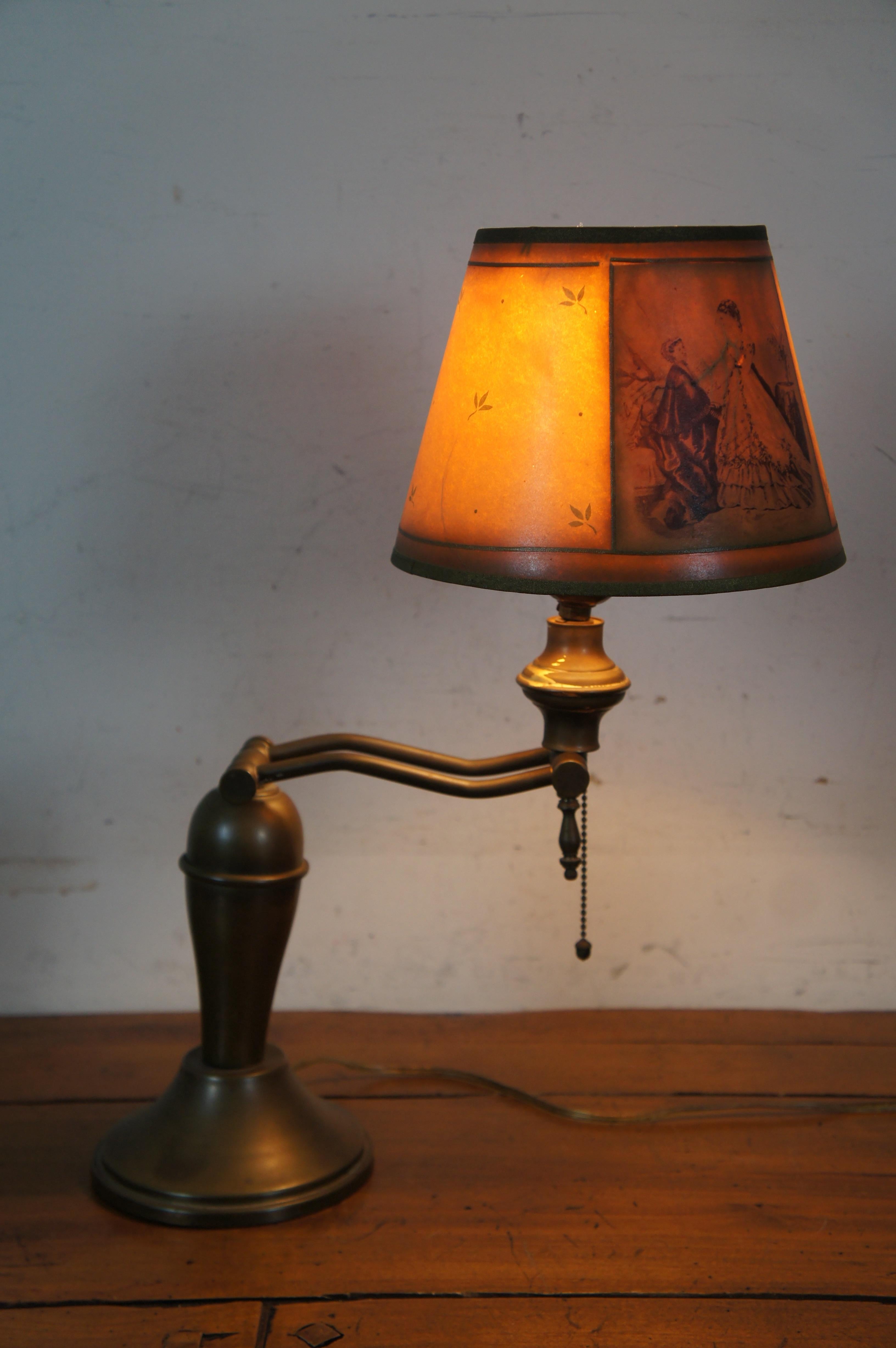 Vintage Brass Swing Arm La Mode Library Reading Bankers Desk Lamp Hubbell 6