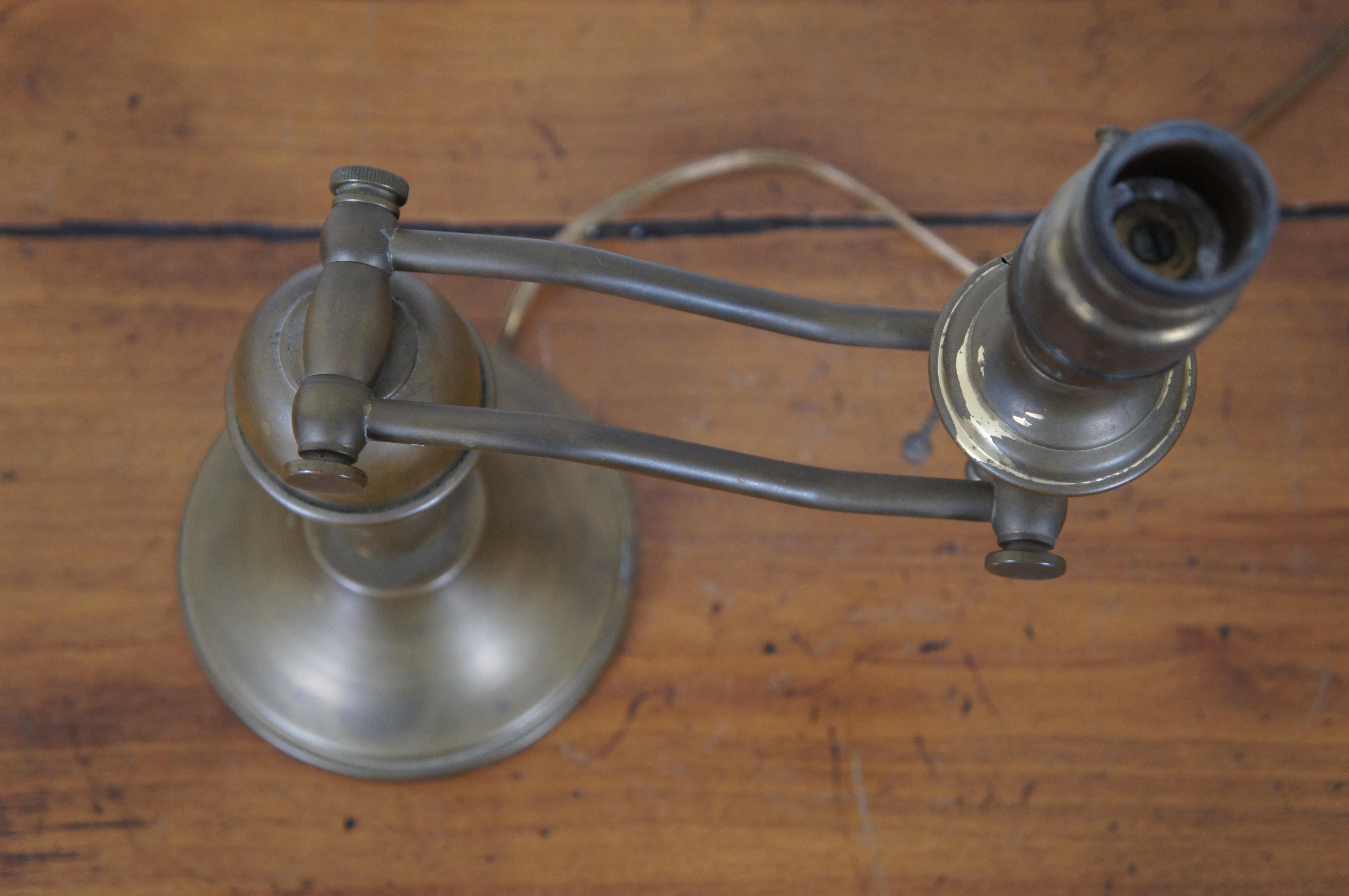 Victorian Vintage Brass Swing Arm La Mode Library Reading Bankers Desk Lamp Hubbell