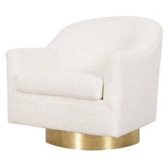 Vintage Brass Swivel Lounge Chair in Style of Milo Baughman for Thayer Coggin