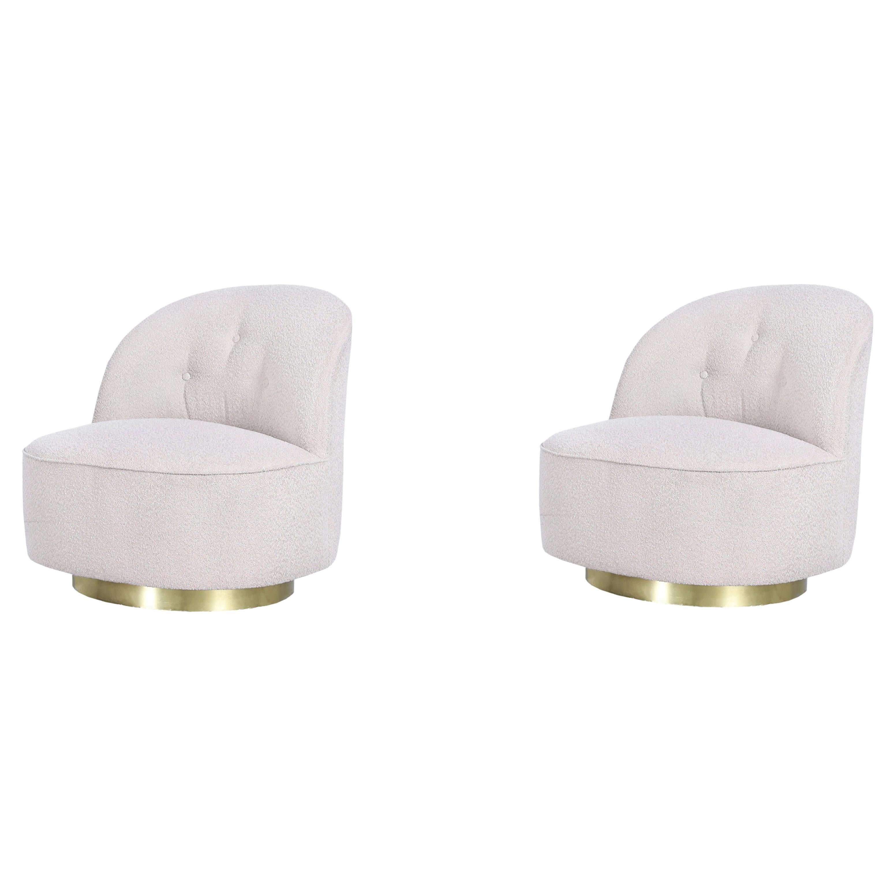 Vintage Brass Swivel Lounge Chairs