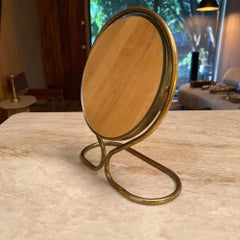 Vintage Brass Swivel Vanity Mirror Hollywood Regency Mid Century Era