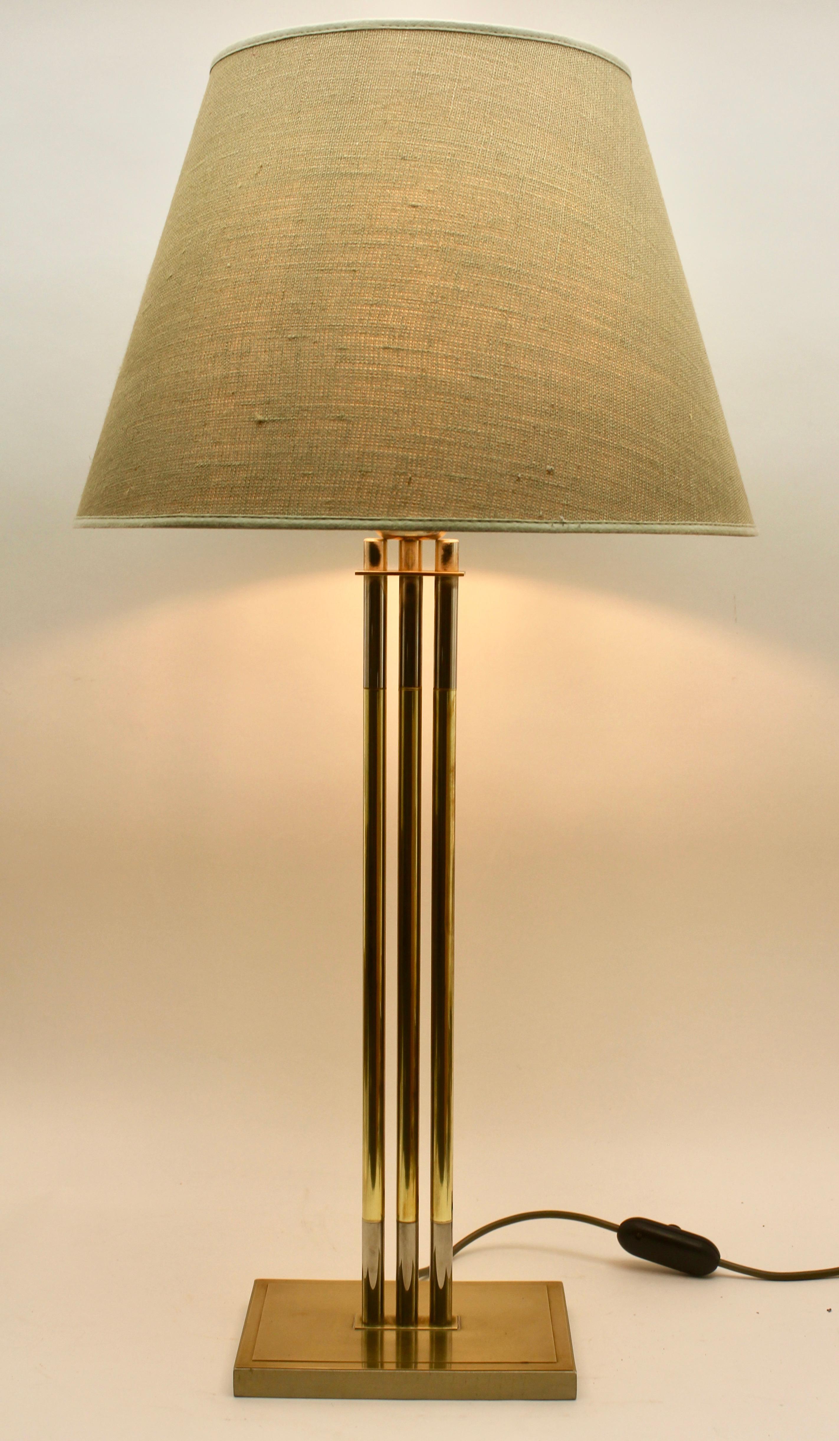 Hollywood Regency Vintage Brass Table Lamp by Willy Rizzo for De Knudt, 'Numbered 3784', 1970s