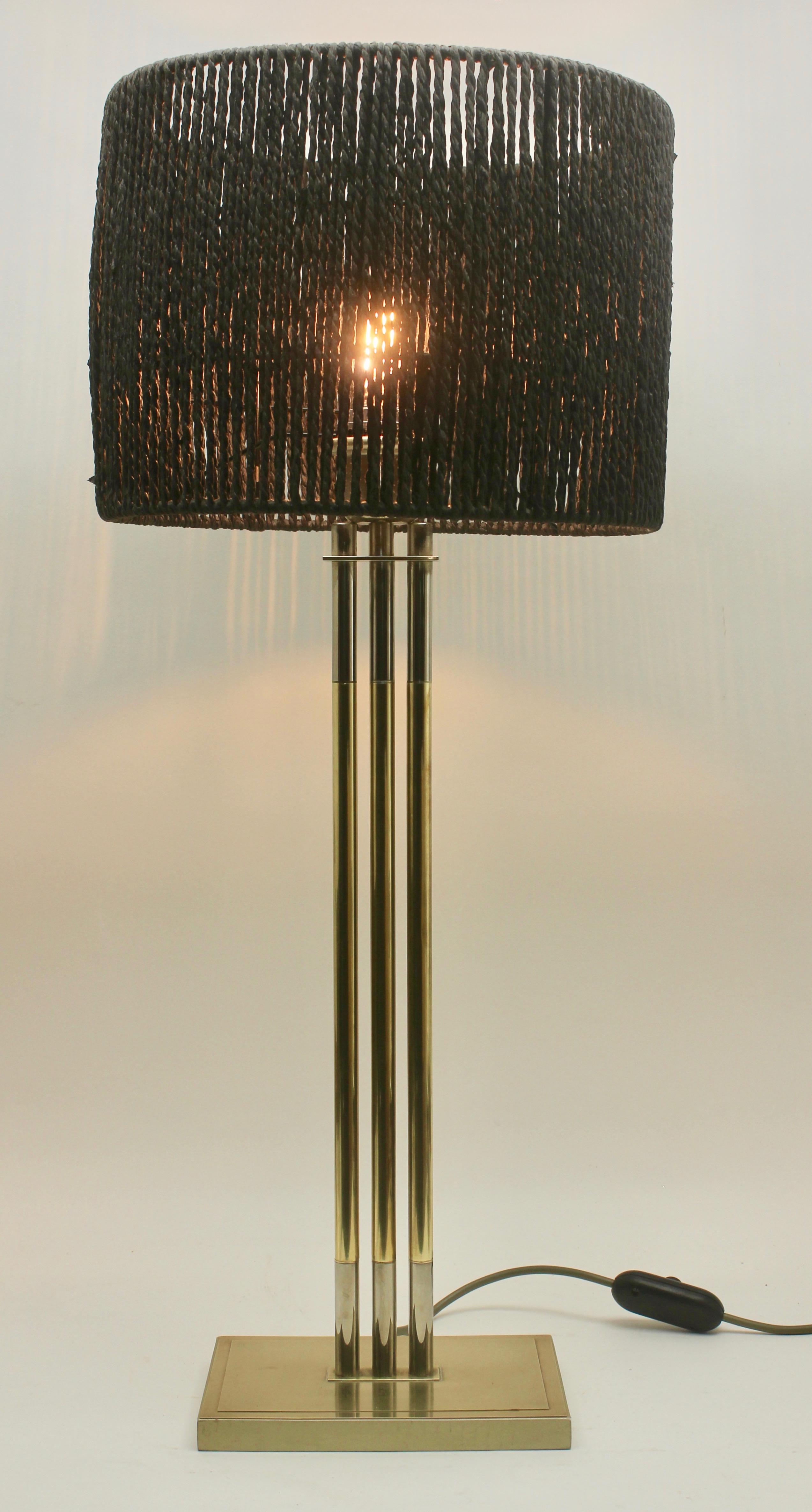 Belgian Vintage Brass Table Lamp by Willy Rizzo for De Knudt, 'Numbered 3784', 1970s