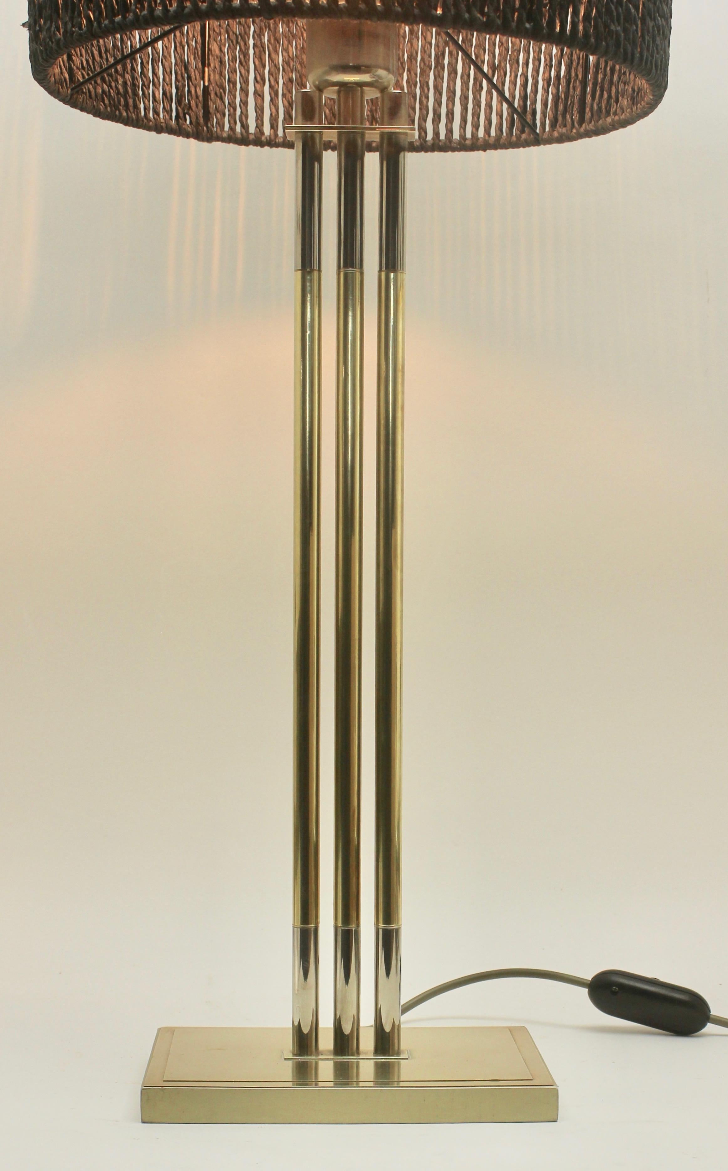 Machine-Made Vintage Brass Table Lamp by Willy Rizzo for De Knudt, 'Numbered 3784', 1970s