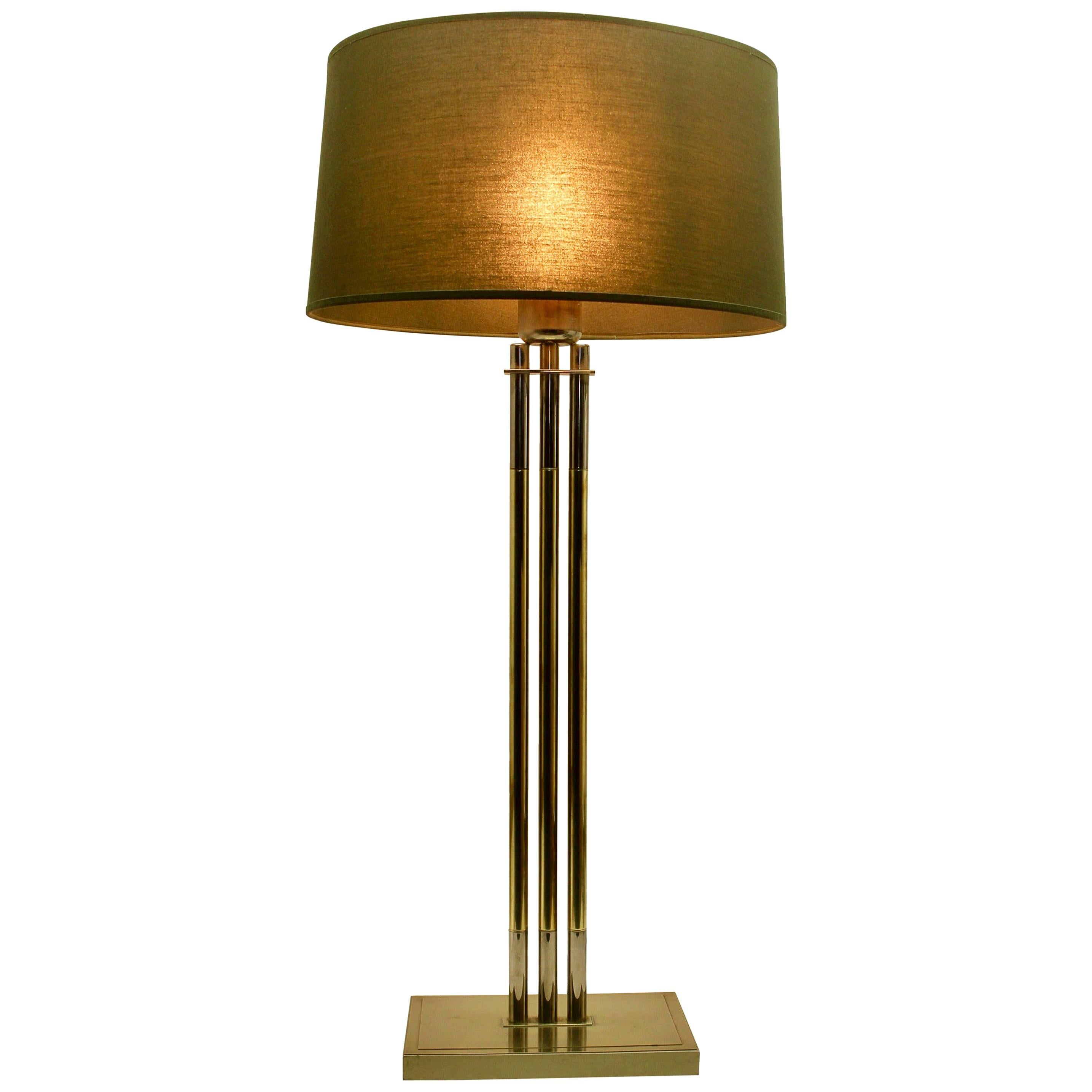 Vintage Brass Table Lamp by Willy Rizzo for De Knudt, 'Numbered 3784', 1970s