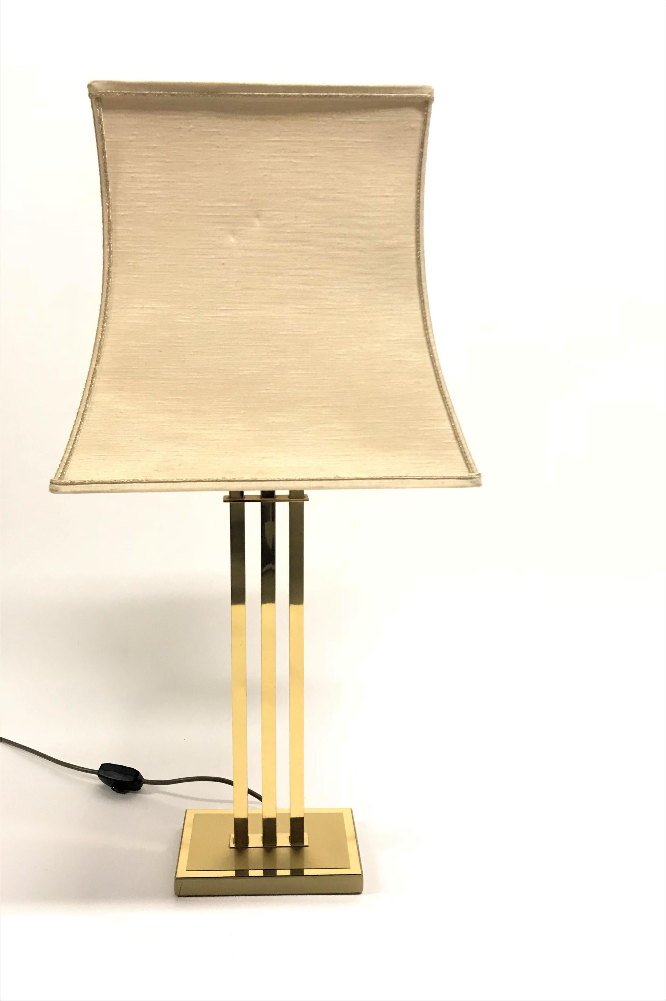 Hollywood Regency Vintage Brass Table Lamp by Willy Rizzo for Deknudt, 1970s