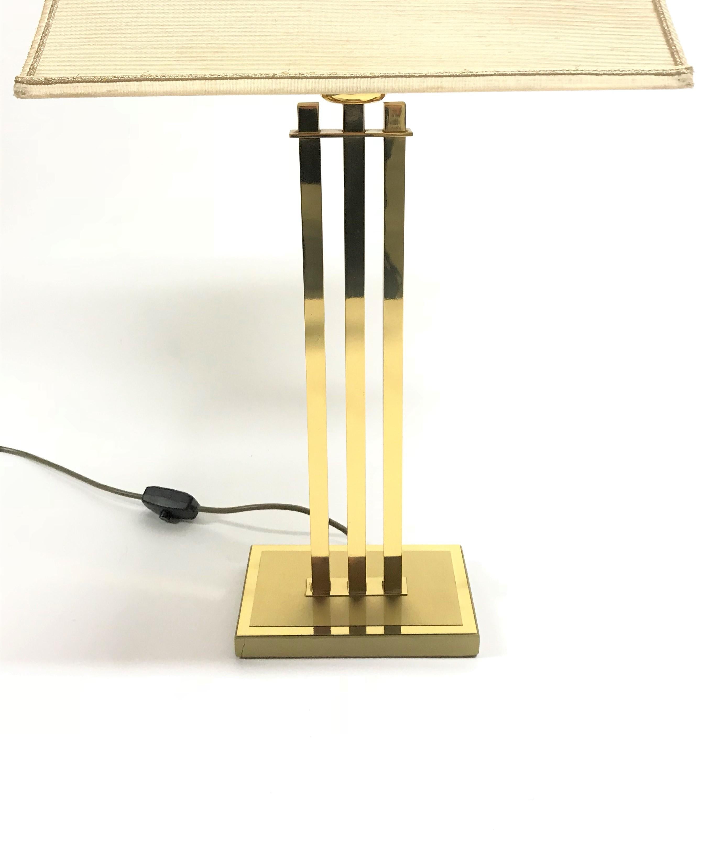 Belgian Vintage Brass Table Lamp by Willy Rizzo for Deknudt, 1970s
