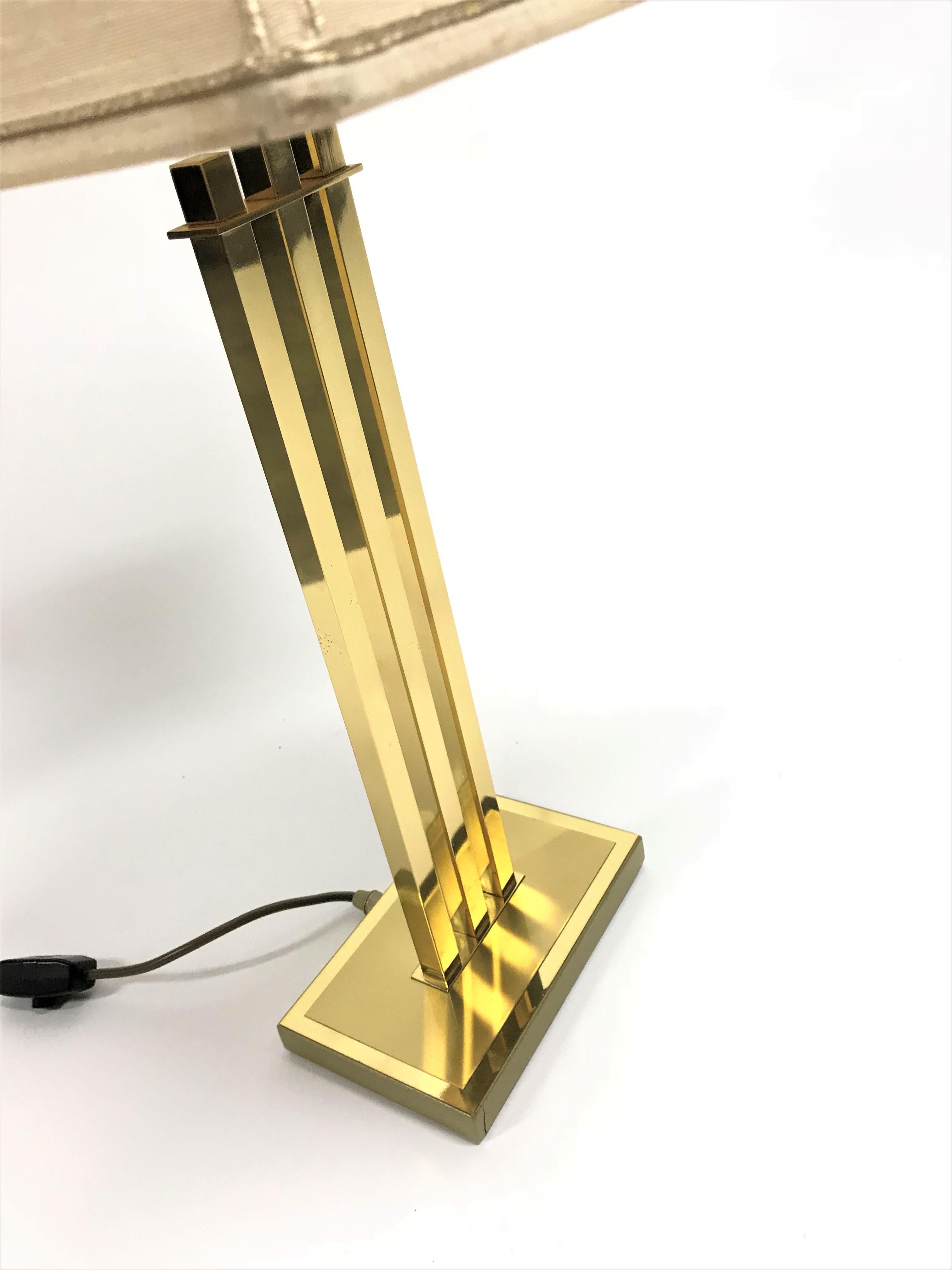 Vintage Brass Table Lamp by Willy Rizzo for Deknudt, 1970s 1