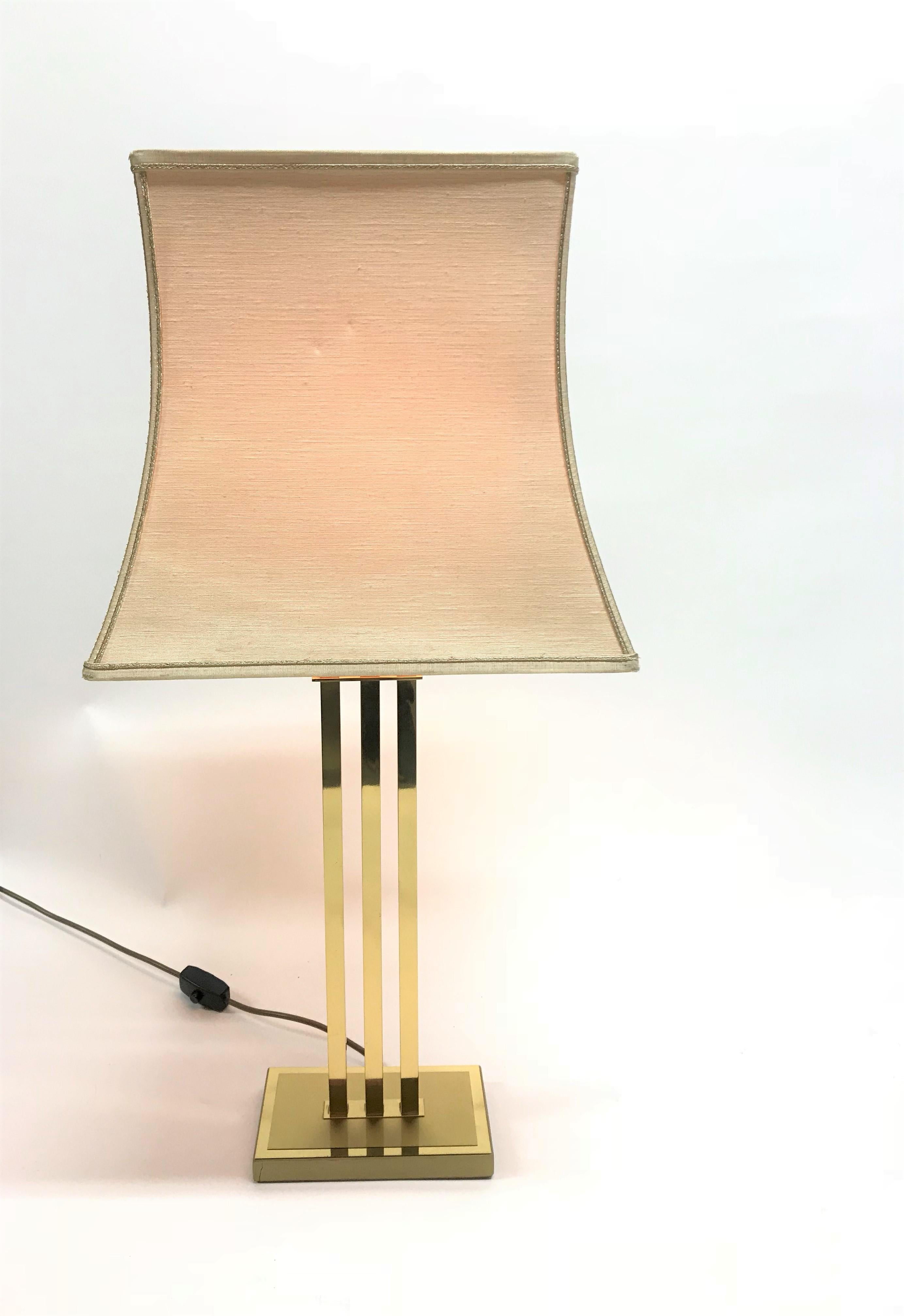 Vintage Brass Table Lamp by Willy Rizzo for Deknudt, 1970s 3