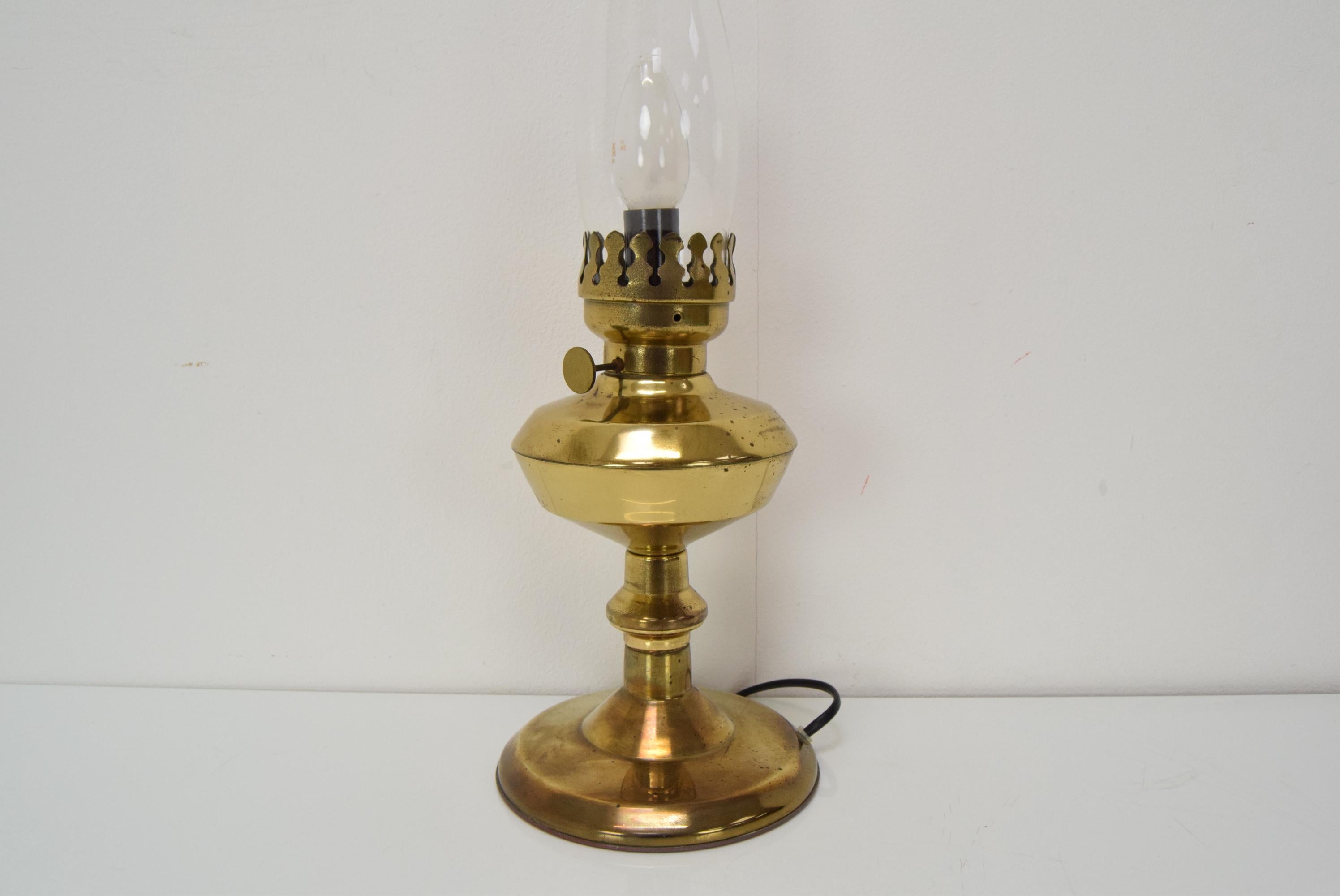 Vintage Brass Table Lamp, Czechoslovakia, 1950's.  For Sale 1
