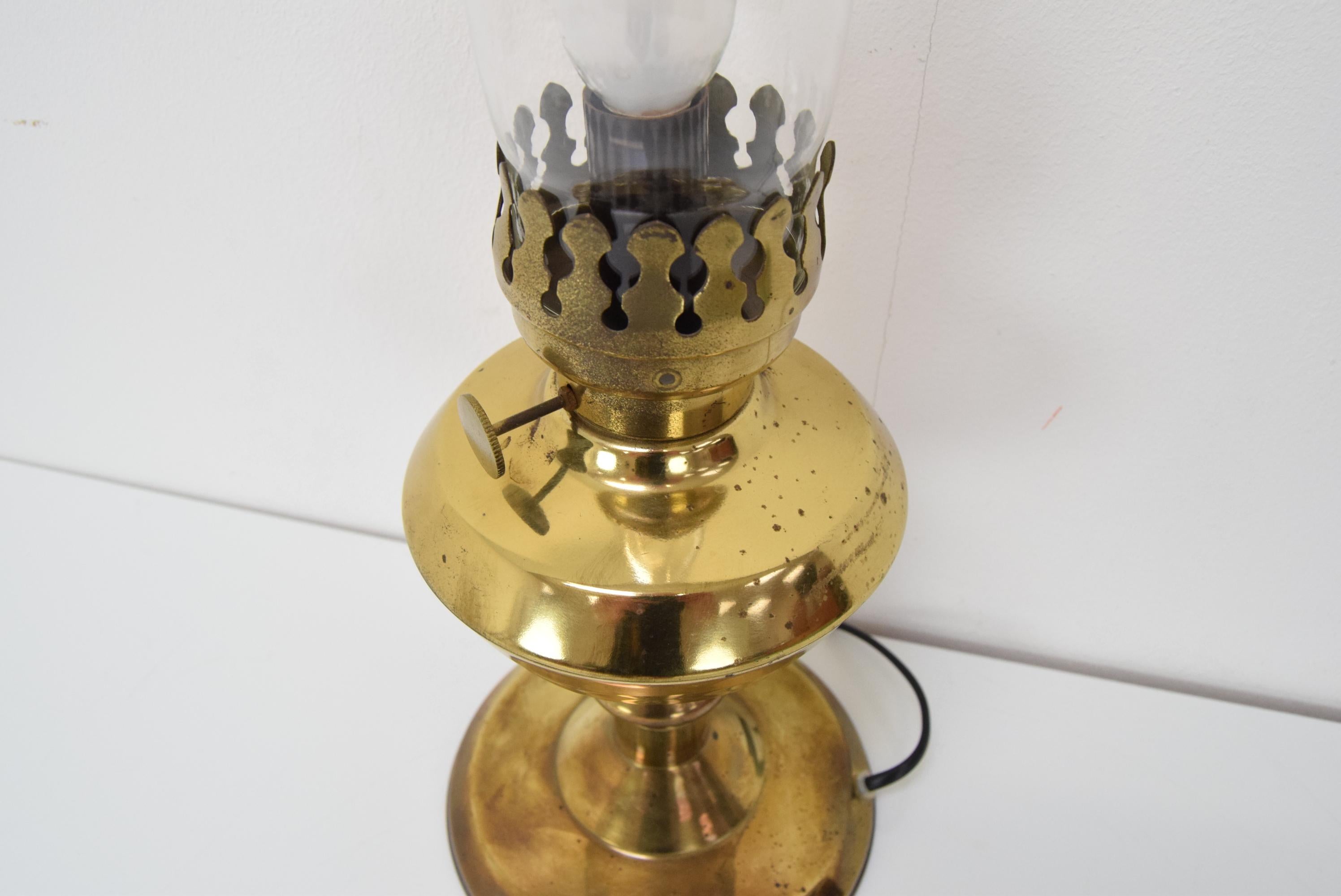 Vintage Brass Table Lamp, Czechoslovakia, 1950's.  For Sale 2
