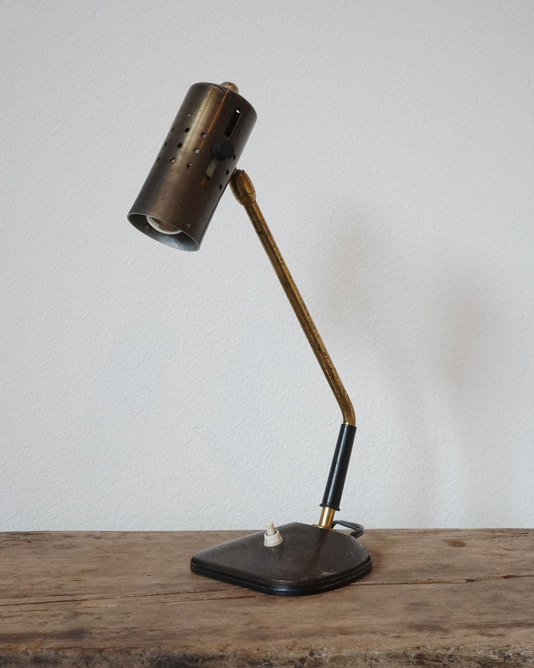 Vintage Brass Table Lamp, Italy, Mid Century, 1950's In Good Condition In Los Angeles, CA
