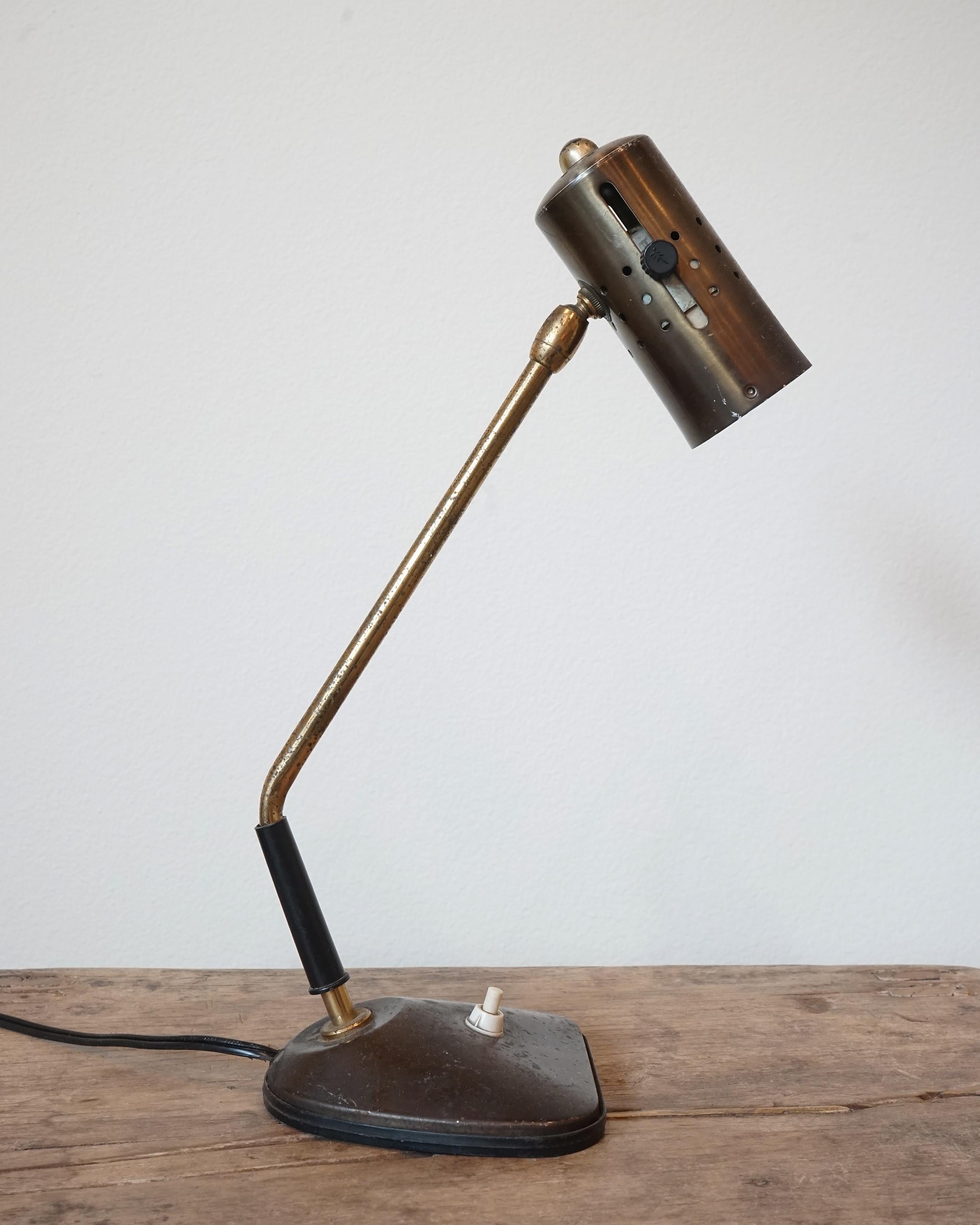Vintage Brass Table Lamp, Italy, Mid Century, 1950's 2