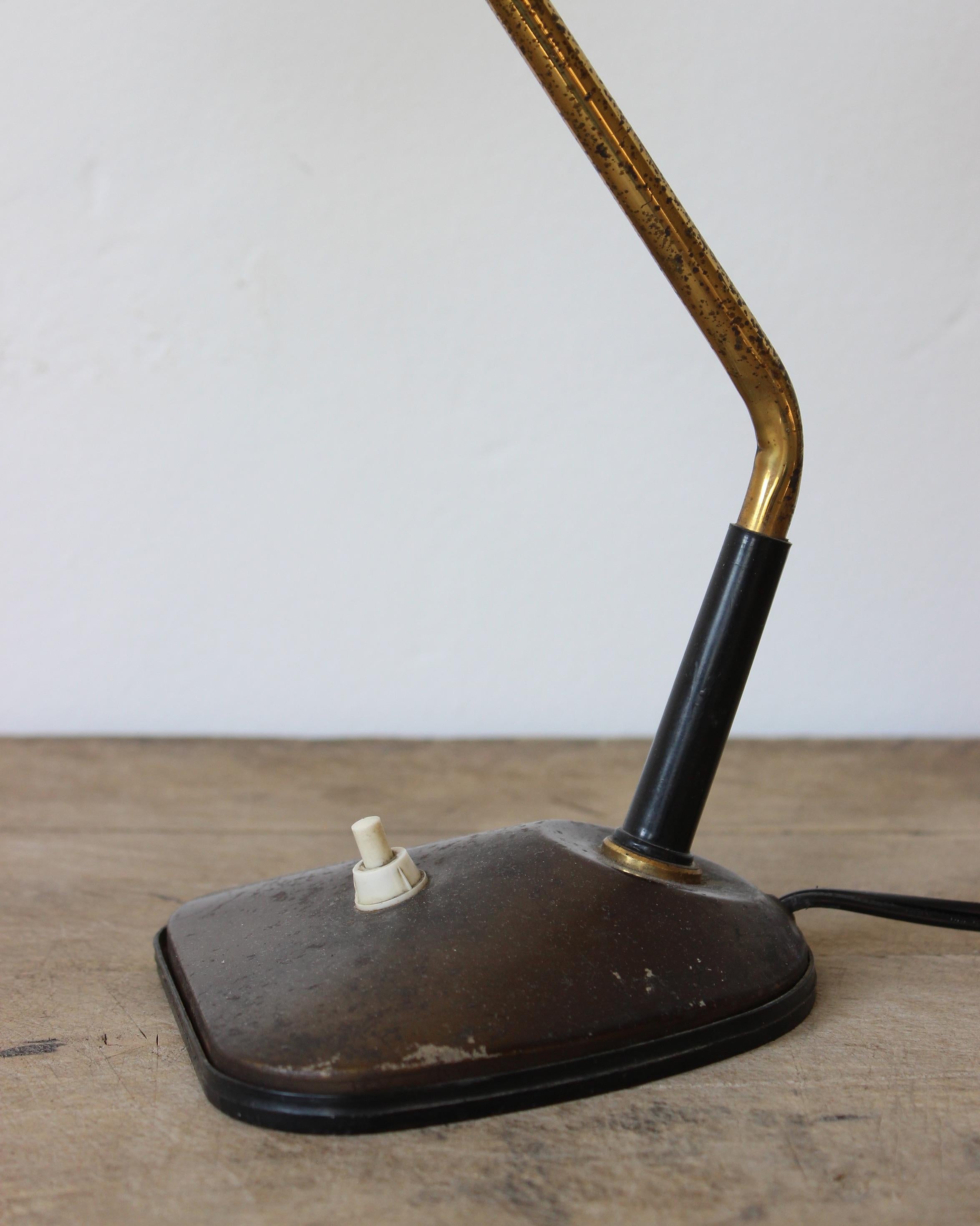 20th Century Vintage Brass Table Lamp, Italy, Mid Century, 1950's