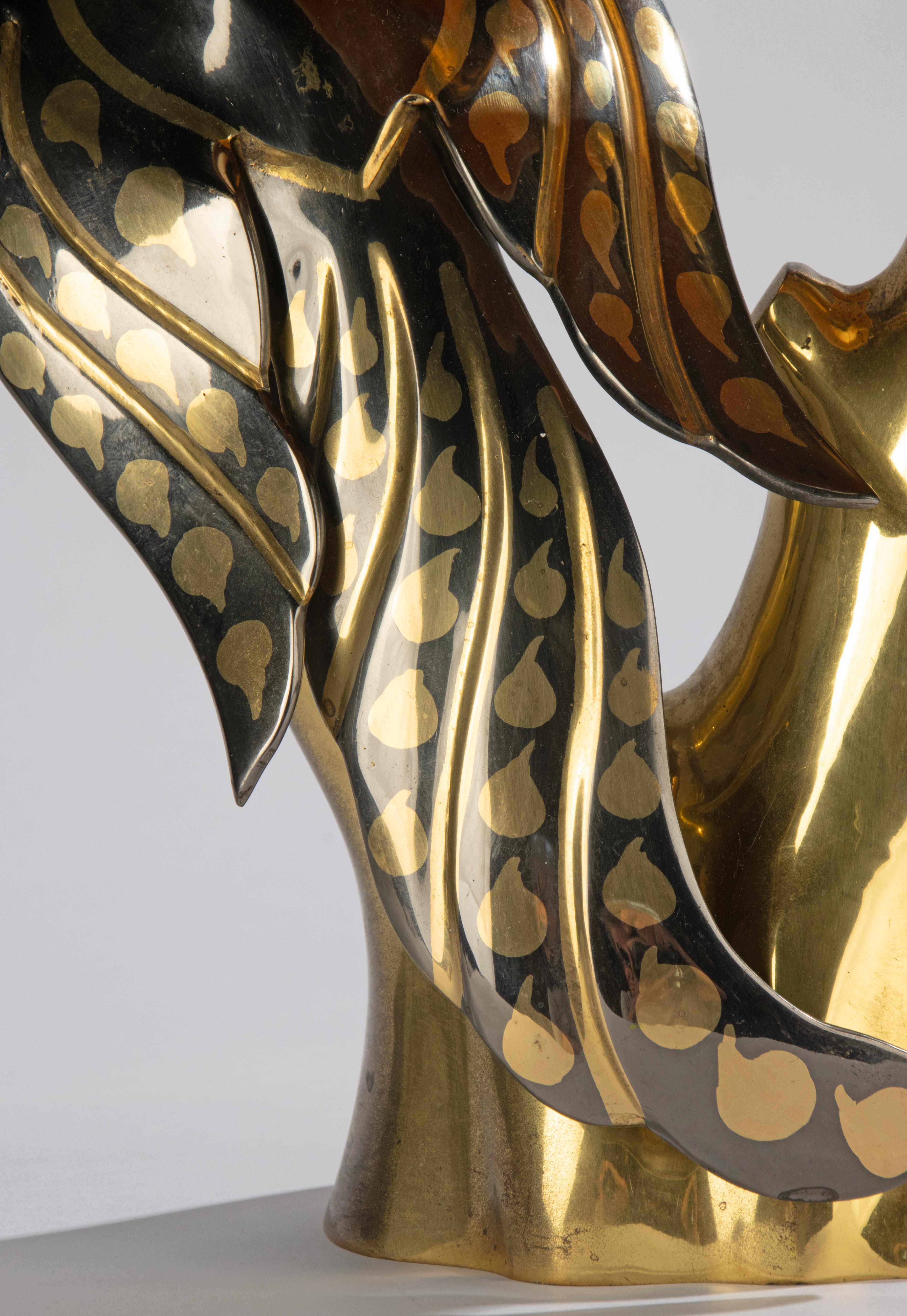Mid-20th Century Vintage Brass Table Lamp - Peacock - Willy Daro - Hollywood Regency