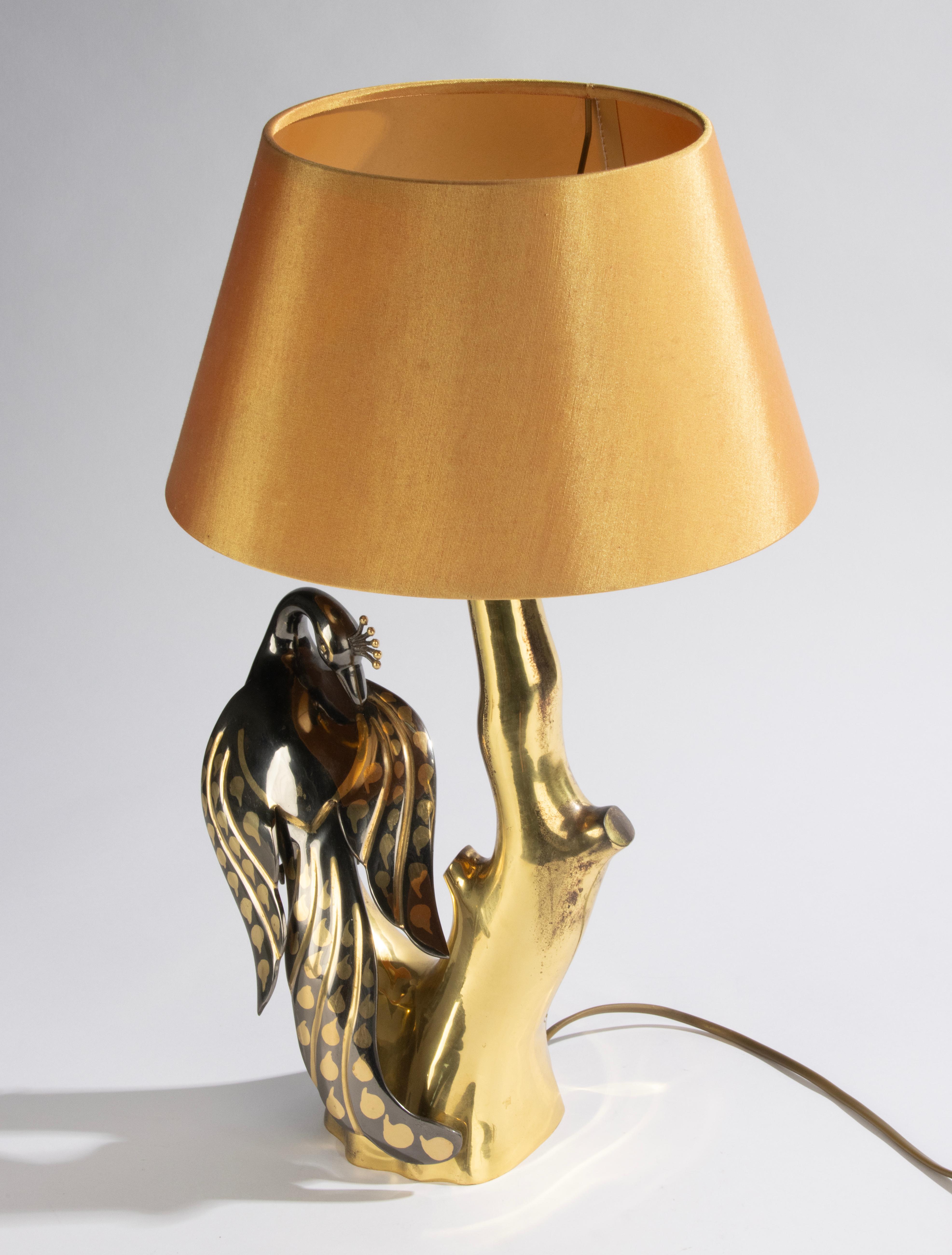 Vintage Brass Table Lamp - Peacock - Willy Daro - Hollywood Regency 1