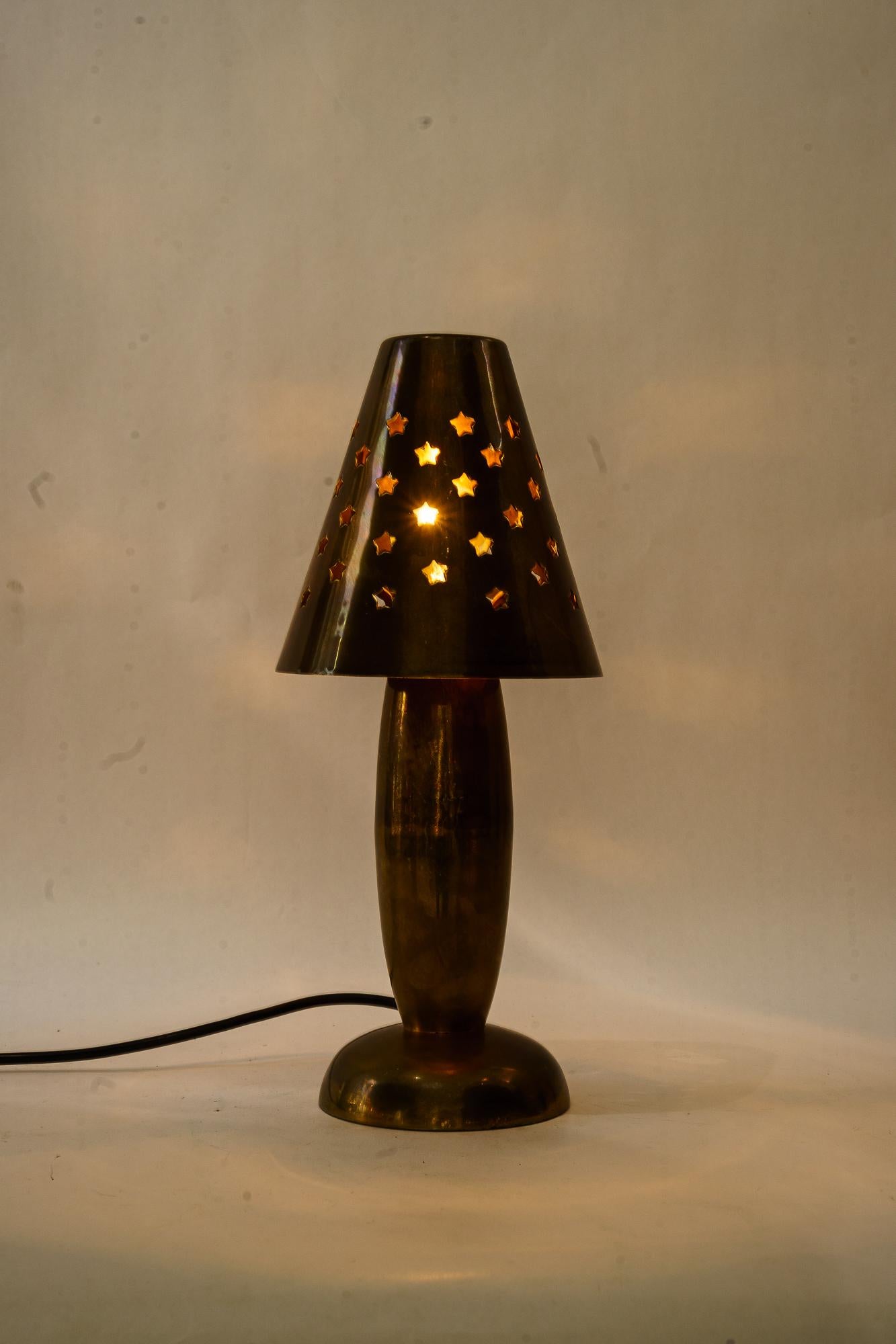 Brass Vintage brass table lamp vienna around 1960s For Sale