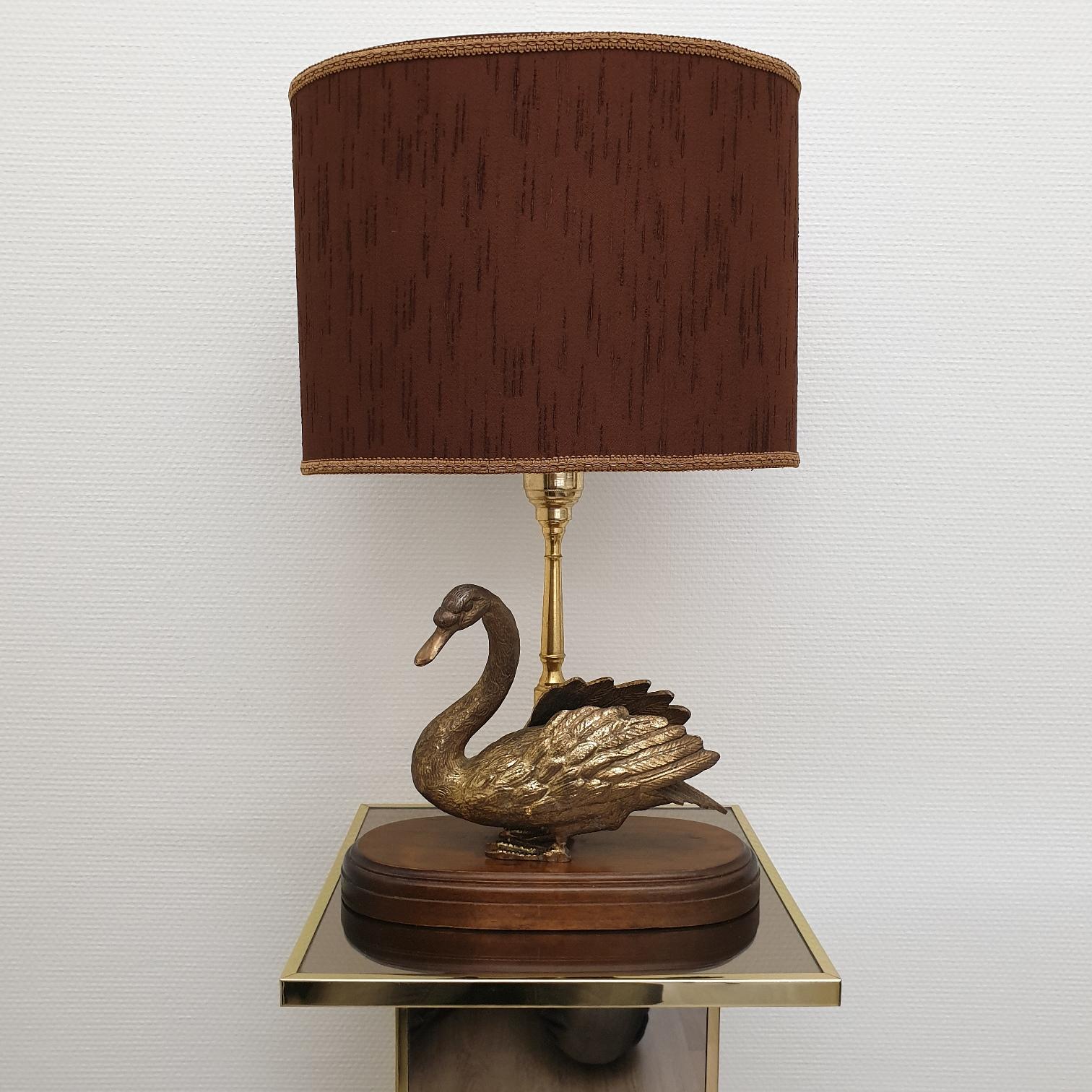 Vintage Brass Table Lamp with Brass Duck, 1960s For Sale 3