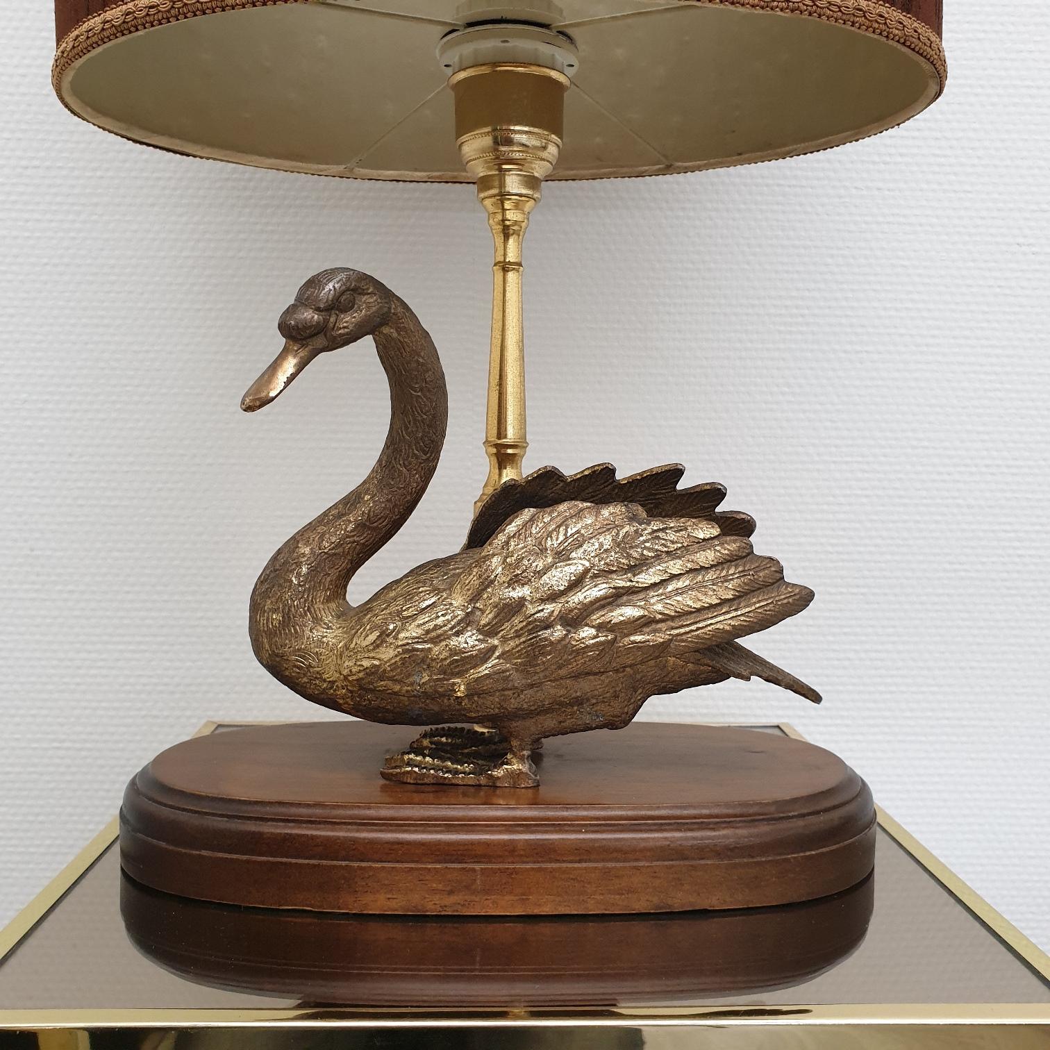 Vintage Brass Table Lamp with Brass Duck, 1960s For Sale 4