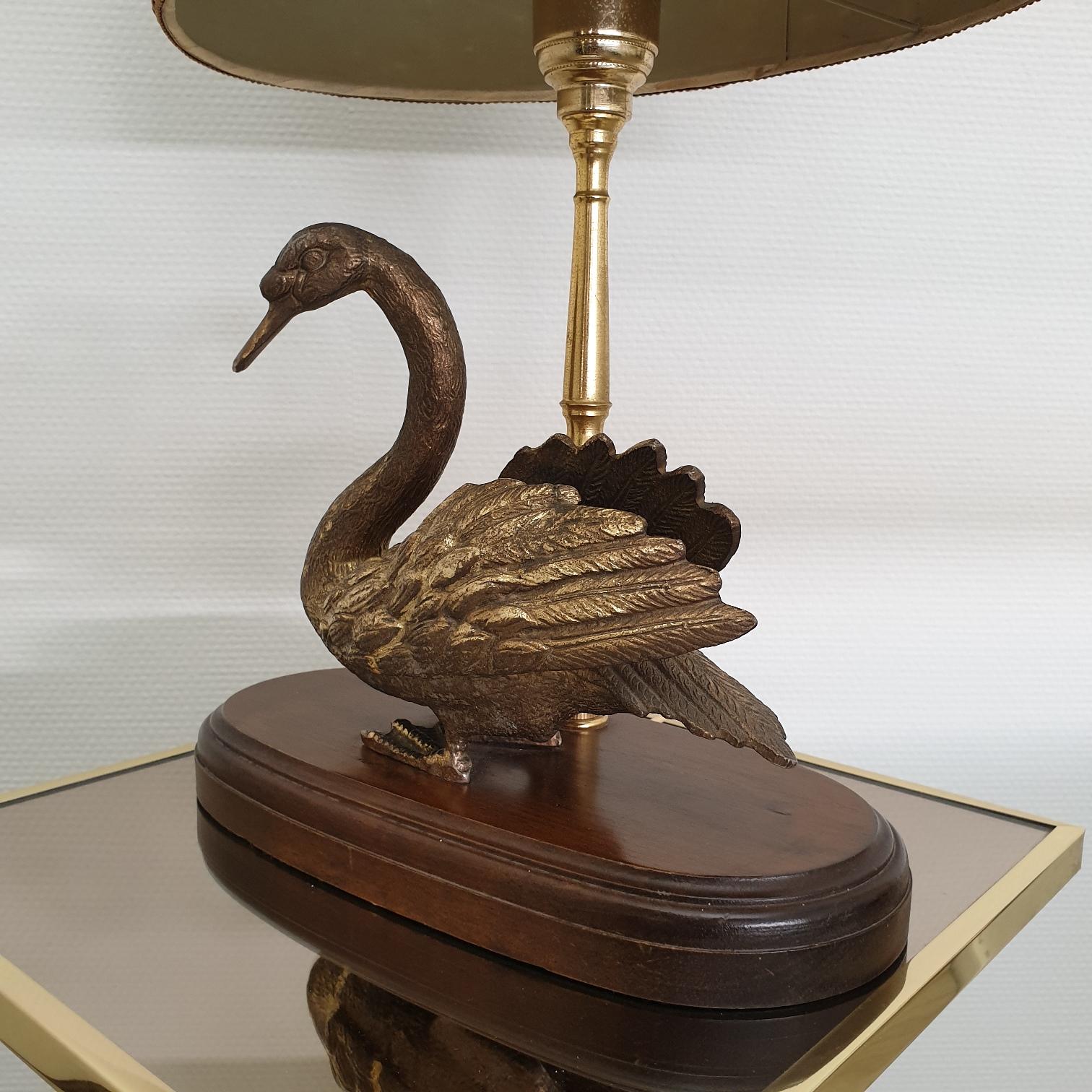 Vintage Brass Table Lamp with Brass Duck, 1960s For Sale 5